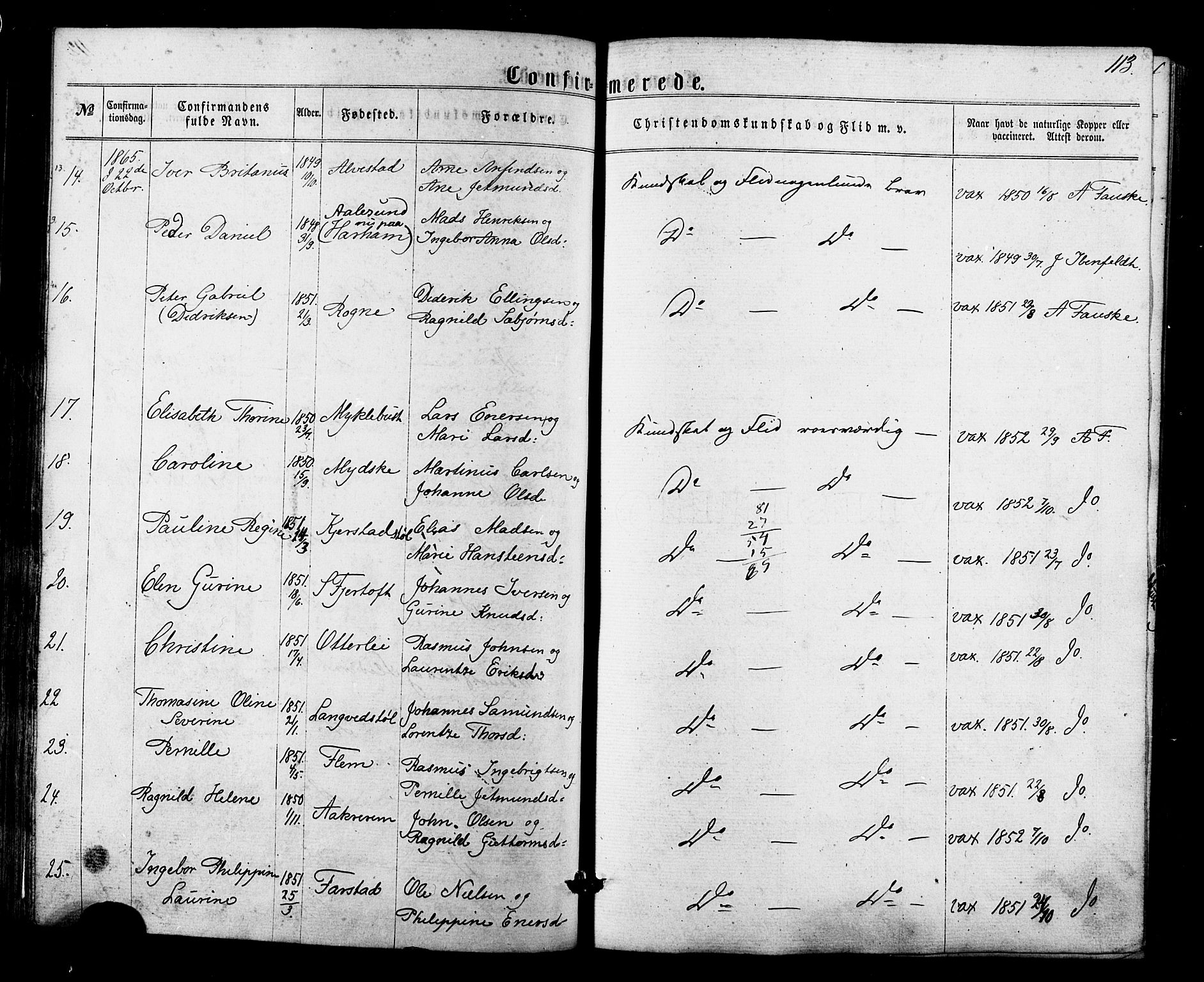 Ministerialprotokoller, klokkerbøker og fødselsregistre - Møre og Romsdal, AV/SAT-A-1454/536/L0498: Ministerialbok nr. 536A07, 1862-1875, s. 113