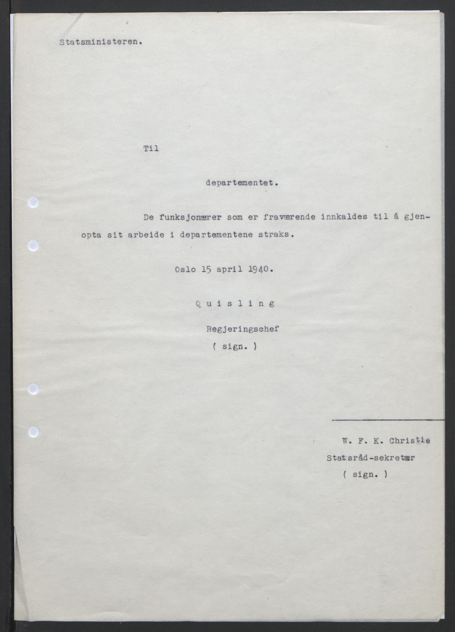 NS-administrasjonen 1940-1945 (Statsrådsekretariatet, de kommisariske statsråder mm), AV/RA-S-4279/D/Db/L0111/0003: Saker fra krigsårene / Journal, 1940-1945, s. 18