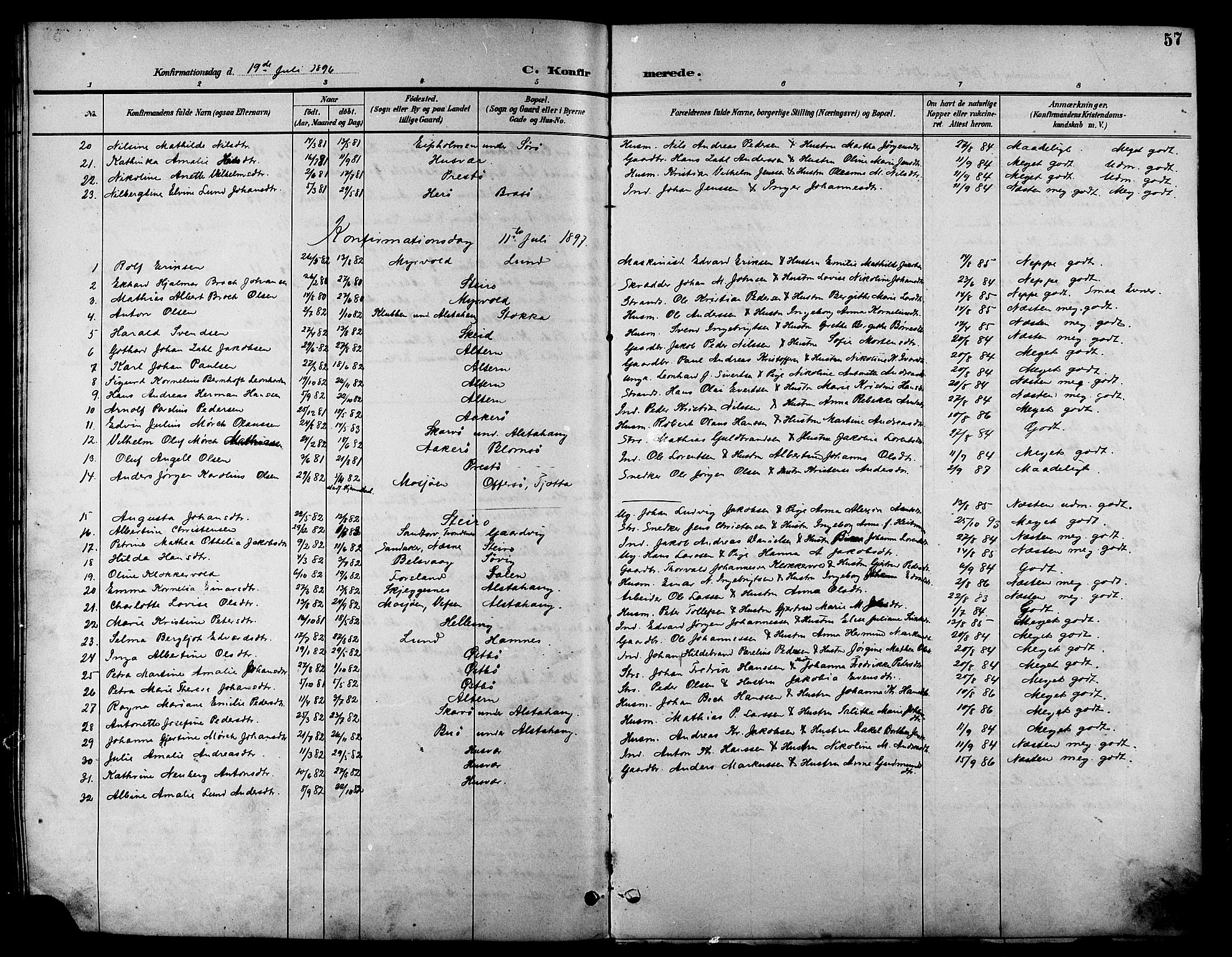 Ministerialprotokoller, klokkerbøker og fødselsregistre - Nordland, AV/SAT-A-1459/830/L0463: Klokkerbok nr. 830C05, 1895-1906, s. 57