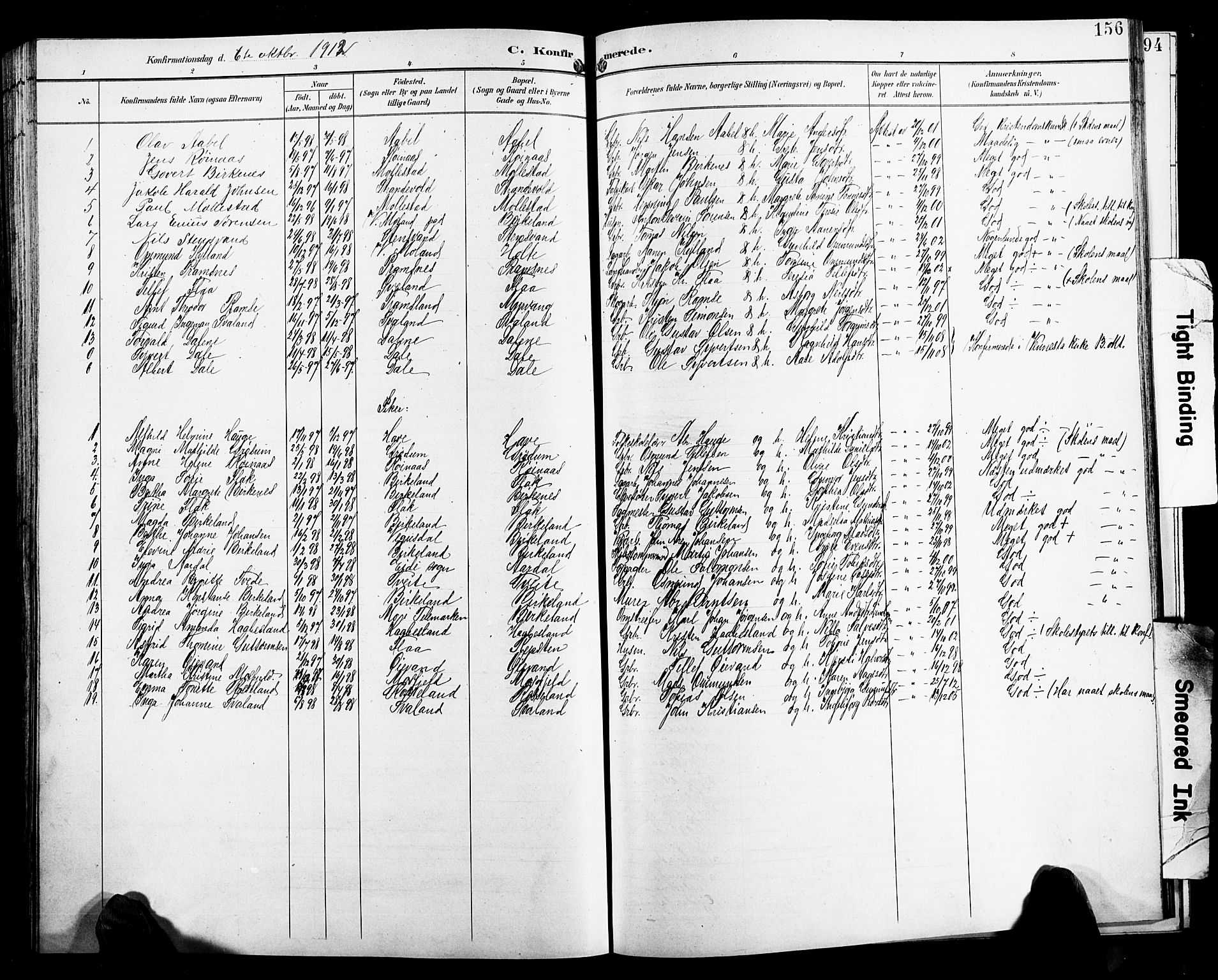 Birkenes sokneprestkontor, AV/SAK-1111-0004/F/Fb/L0004: Klokkerbok nr. B 4, 1893-1930, s. 156