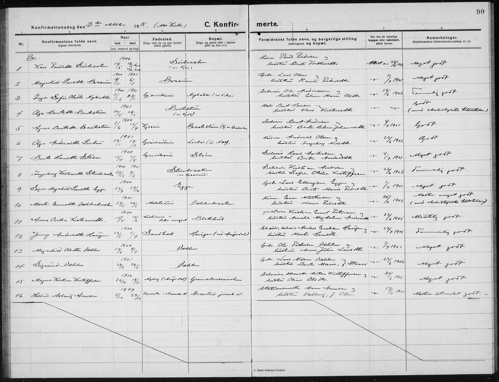 Brandbu prestekontor, SAH/PREST-114/H/Ha/Hab/L0001: Klokkerbok nr. 1, 1914-1937, s. 90