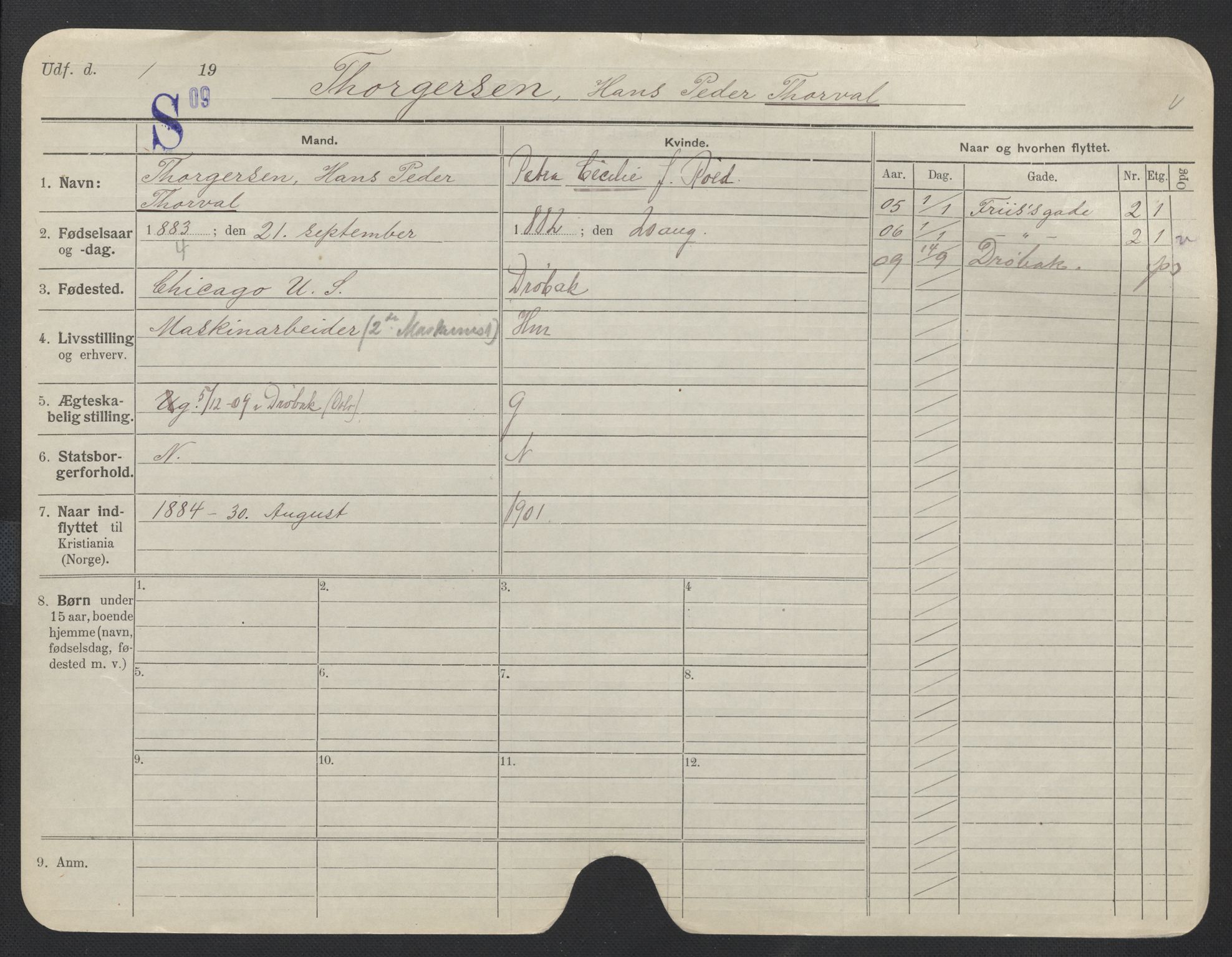 Oslo folkeregister, Registerkort, SAO/A-11715/F/Fa/Fac/L0011: Menn, 1906-1914, s. 250a