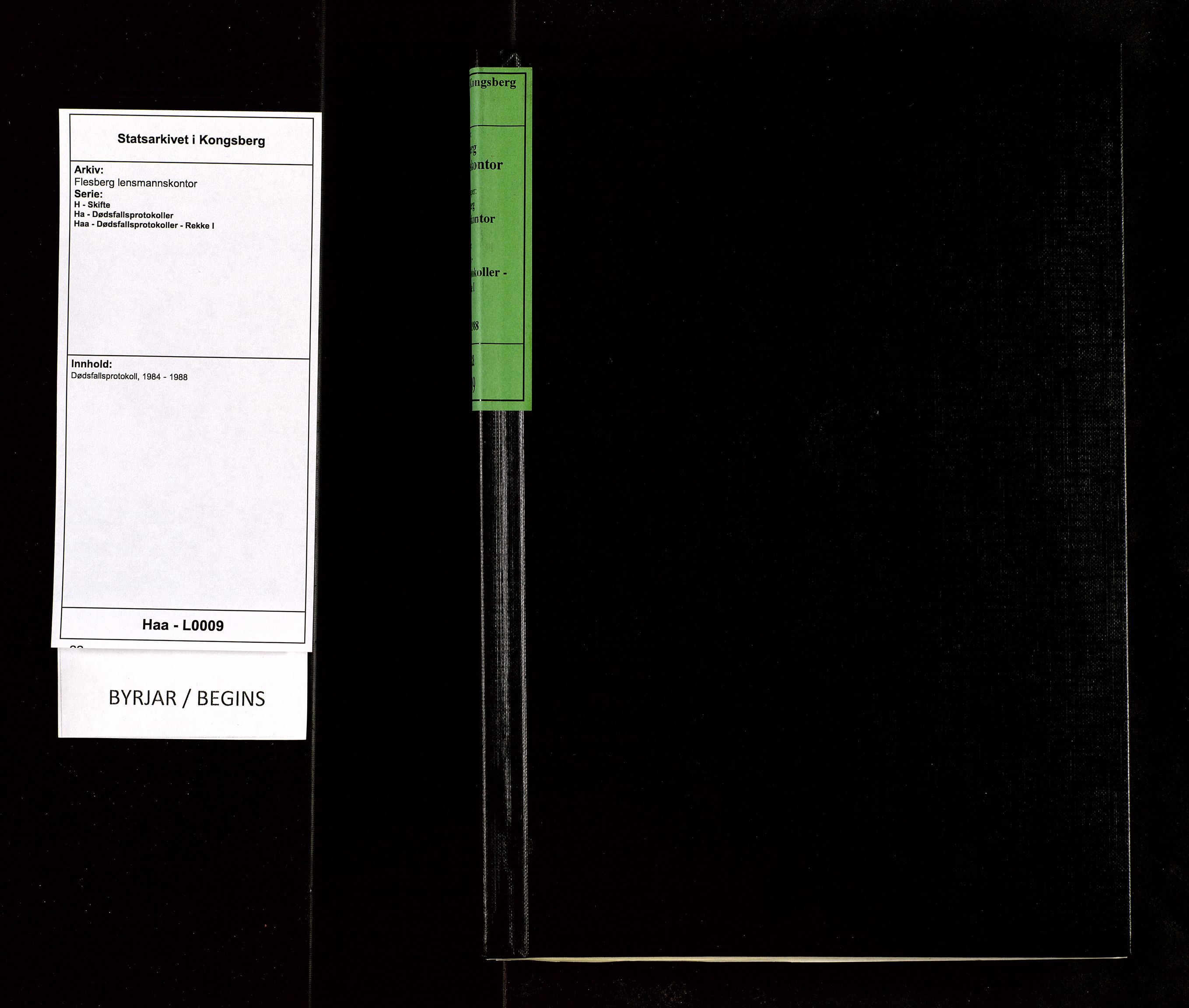 Flesberg lensmannskontor, SAKO/A-508/H/Ha/Haa/L0009: Dødsfallsprotokoll, 1984-1988