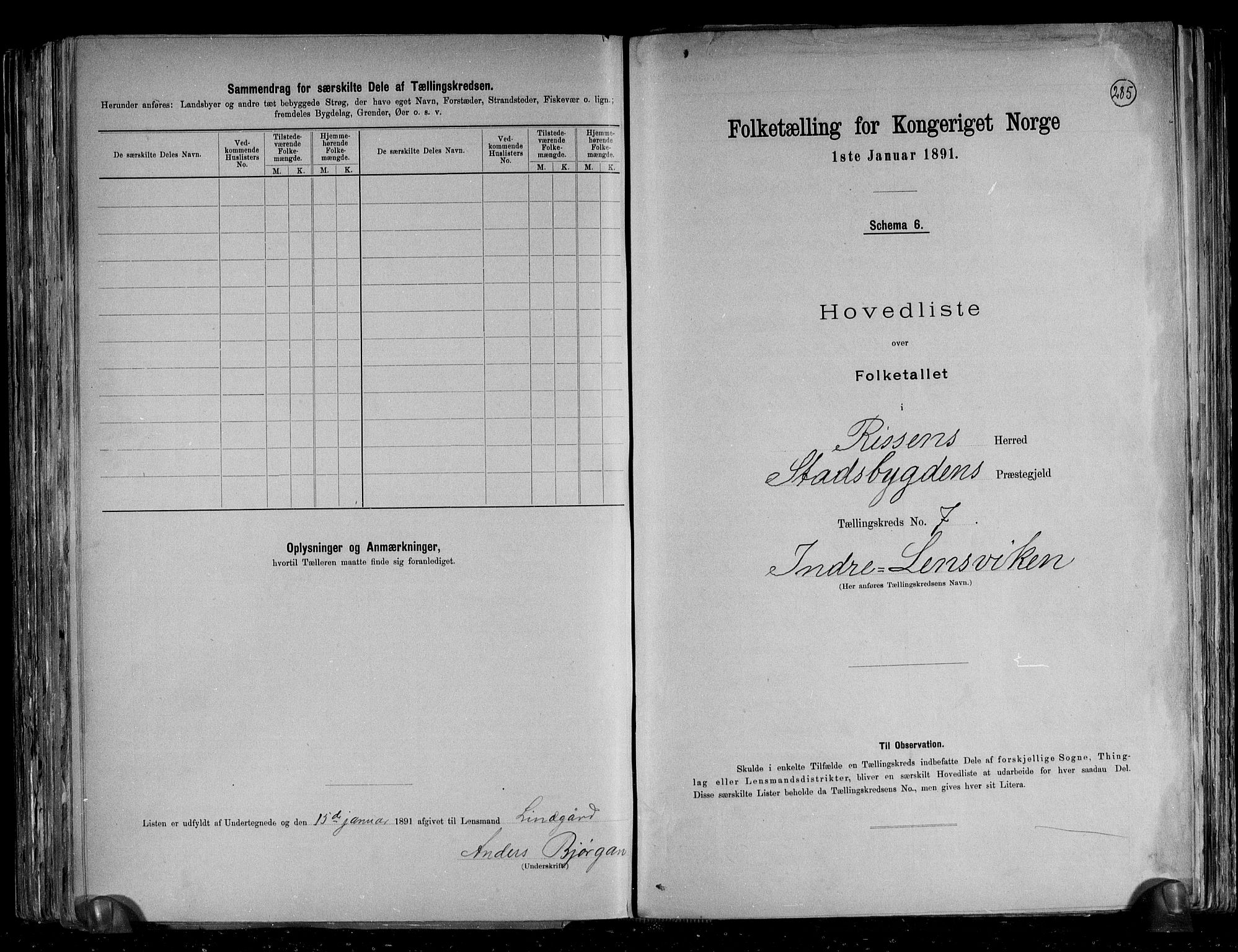 RA, Folketelling 1891 for 1624 Rissa herred, 1891, s. 19