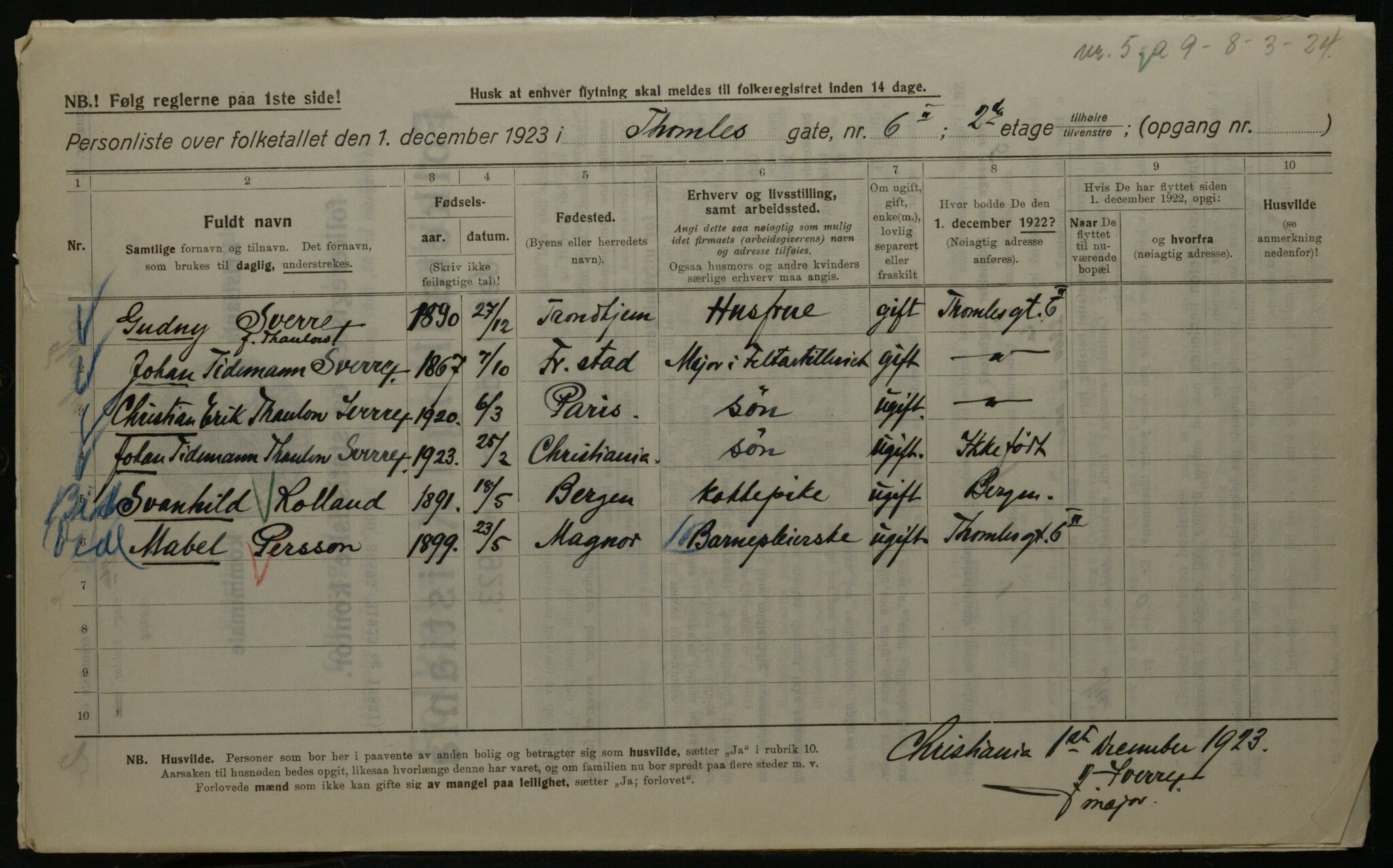 OBA, Kommunal folketelling 1.12.1923 for Kristiania, 1923, s. 120973