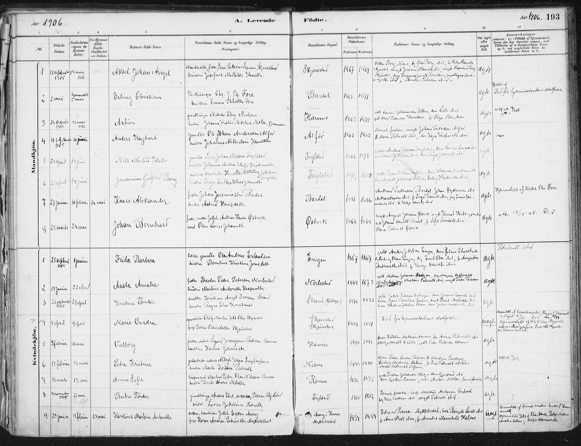 Ministerialprotokoller, klokkerbøker og fødselsregistre - Nordland, AV/SAT-A-1459/838/L0552: Ministerialbok nr. 838A10, 1880-1910, s. 193