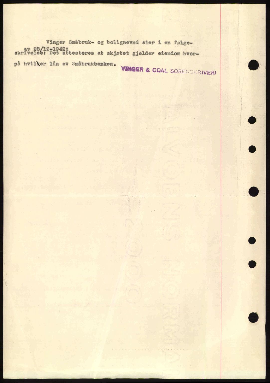 Vinger og Odal sorenskriveri, SAH/TING-022/H/Hb/Hbe/L0011: Pantebok nr. A11, 1943-1943, Dagboknr: 1/1943