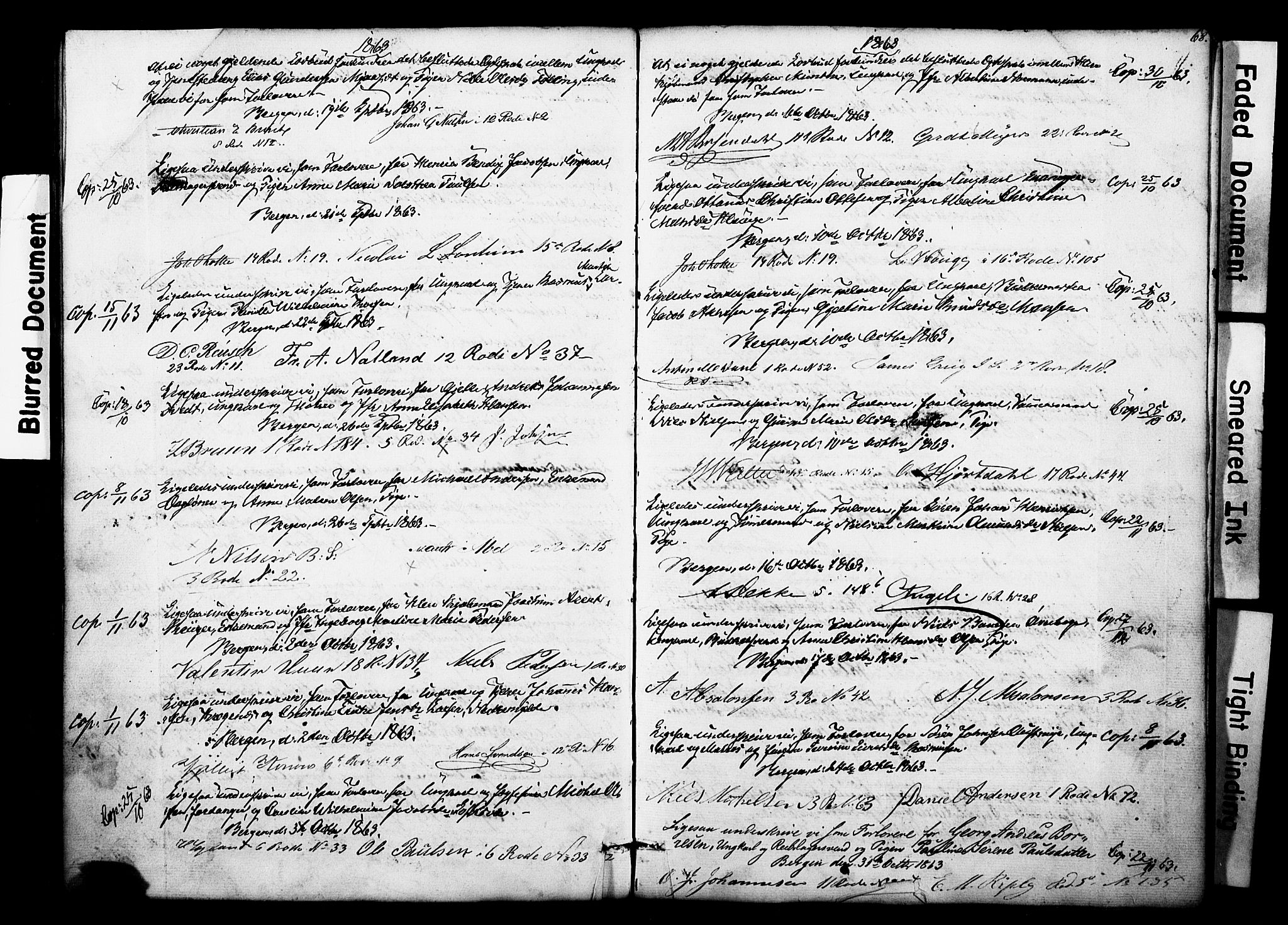 Nykirken Sokneprestembete, SAB/A-77101: Forlovererklæringer nr. II.5.3, 1846-1872, s. 68
