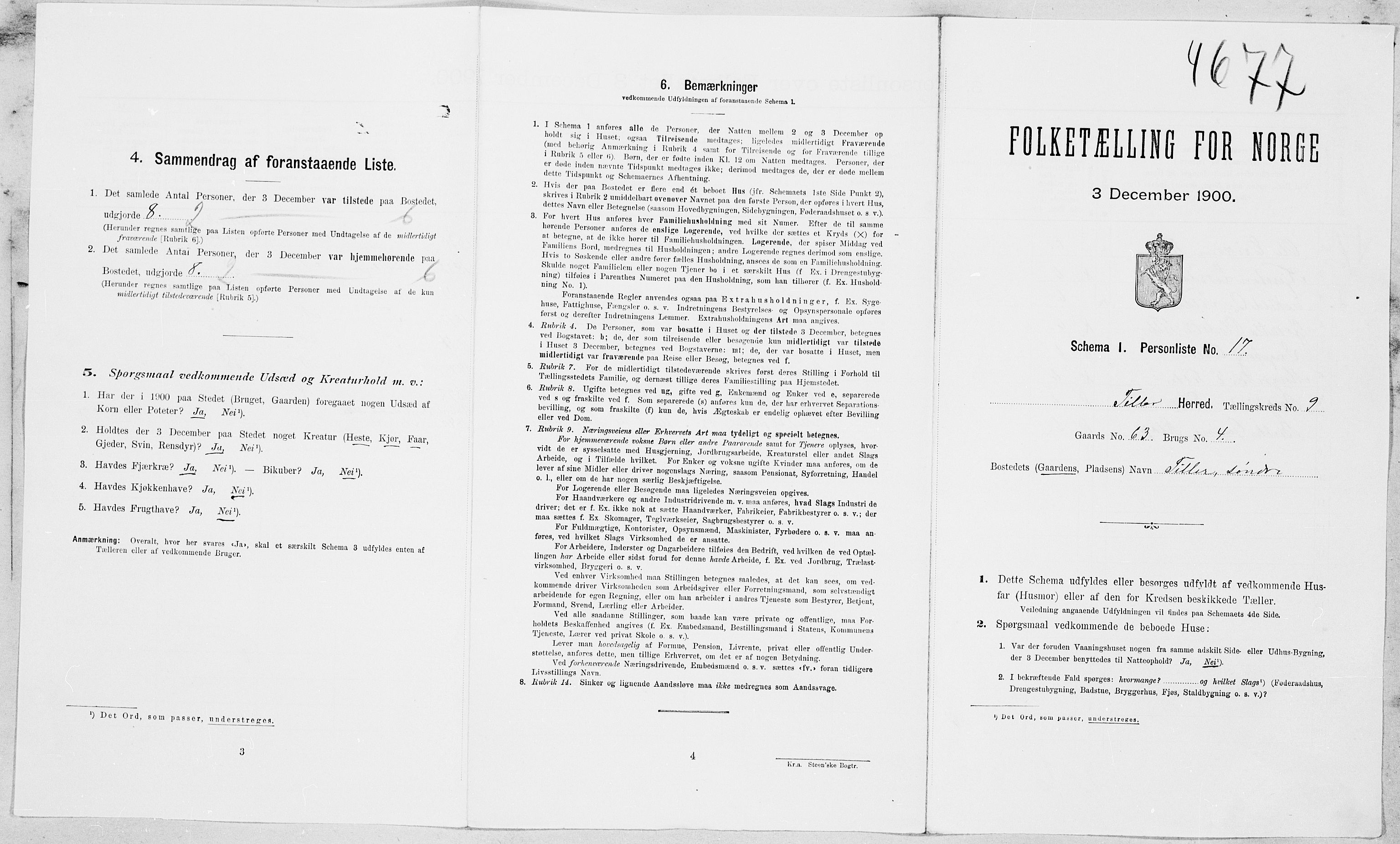 SAT, Folketelling 1900 for 1661 Tiller herred, 1900, s. 199