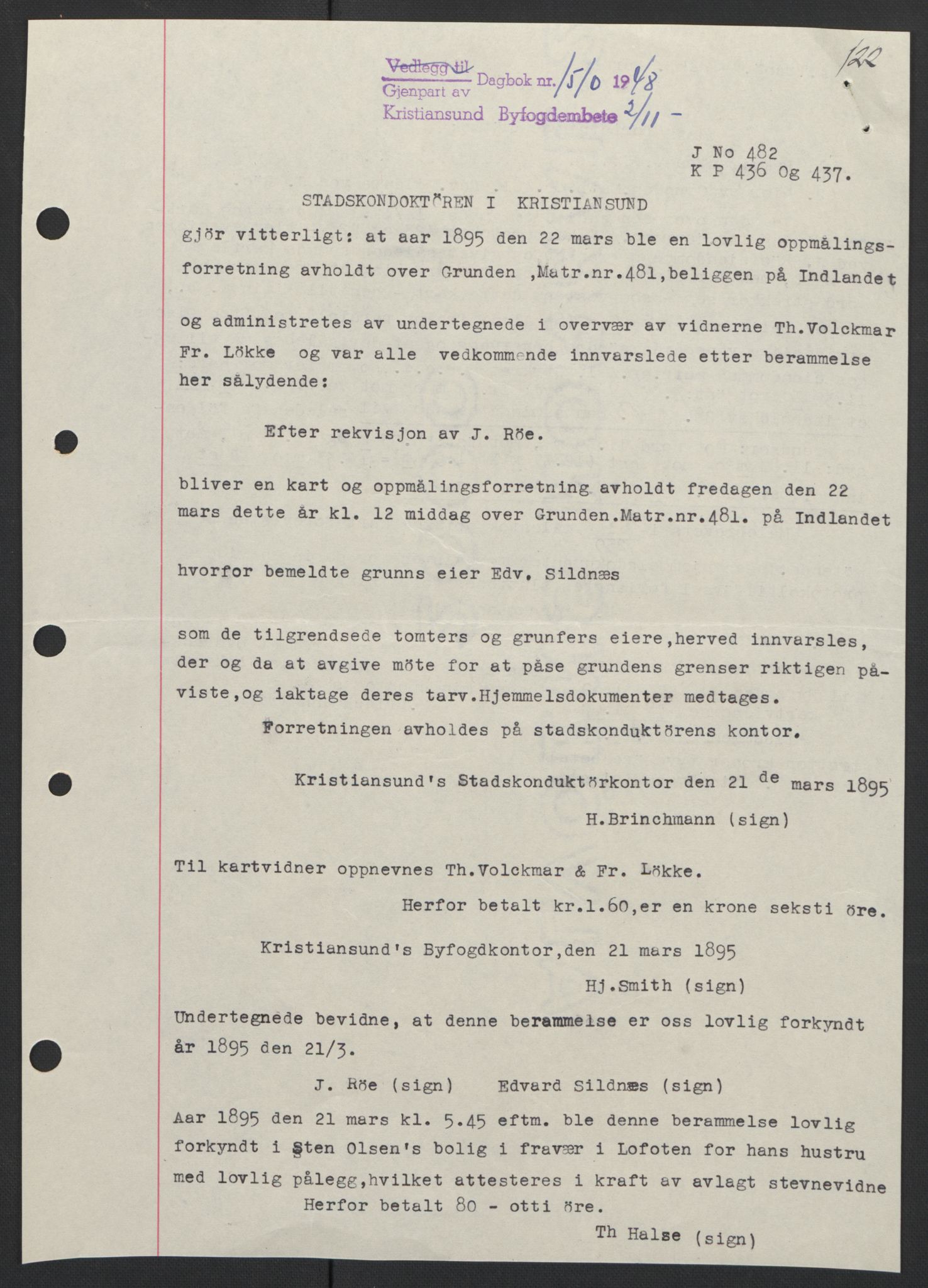 Kristiansund byfogd, AV/SAT-A-4587/A/27: Pantebok nr. 42, 1947-1950, Dagboknr: 1510/1948
