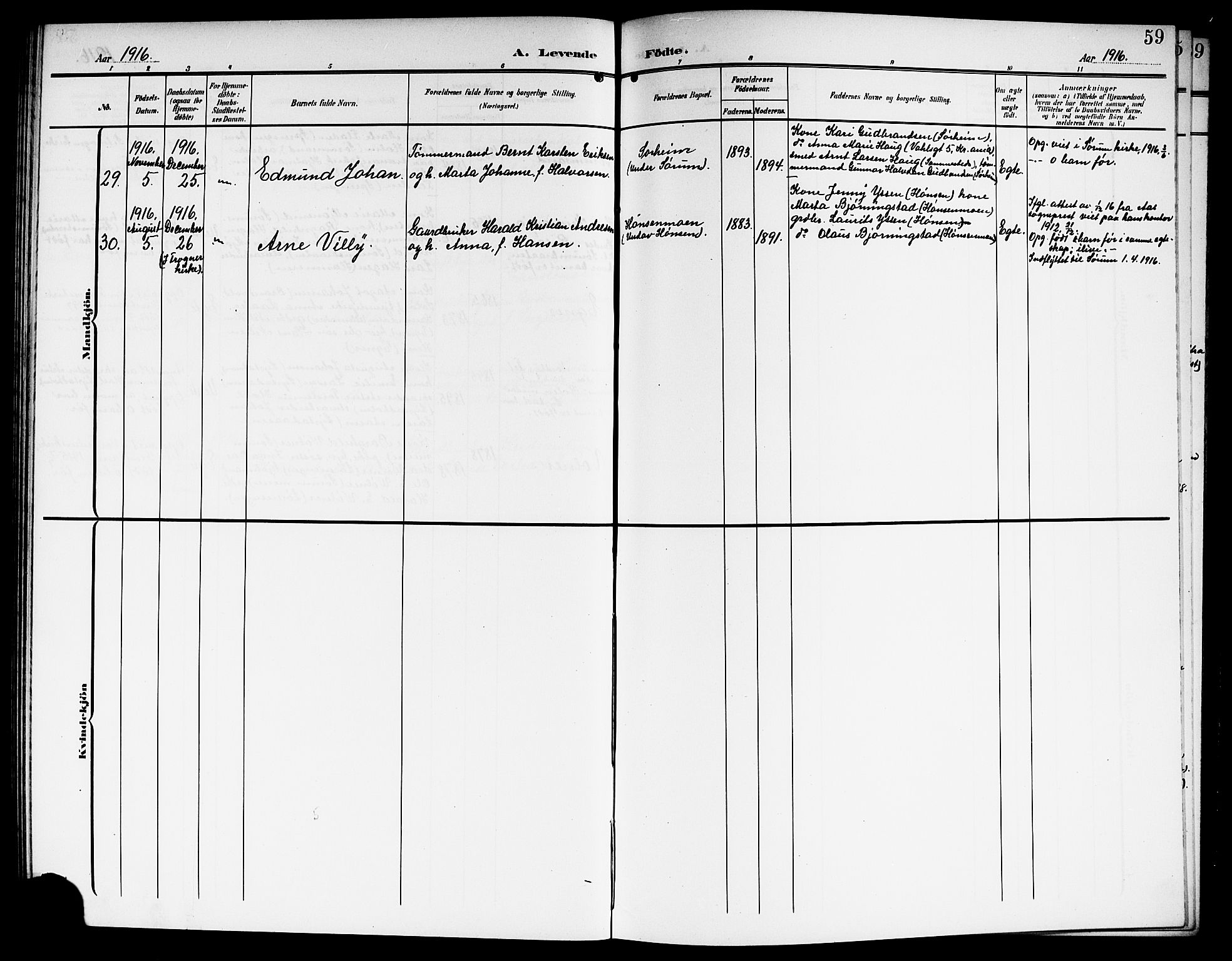 Sørum prestekontor Kirkebøker, AV/SAO-A-10303/G/Ga/L0007: Klokkerbok nr. I 7, 1907-1917, s. 59