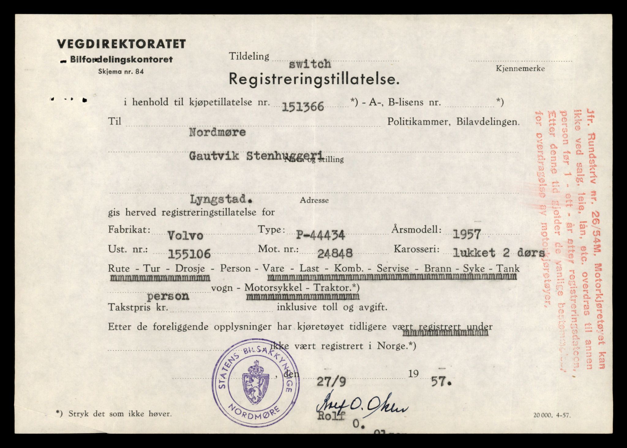 Møre og Romsdal vegkontor - Ålesund trafikkstasjon, AV/SAT-A-4099/F/Fe/L0044: Registreringskort for kjøretøy T 14205 - T 14319, 1927-1998, s. 2329