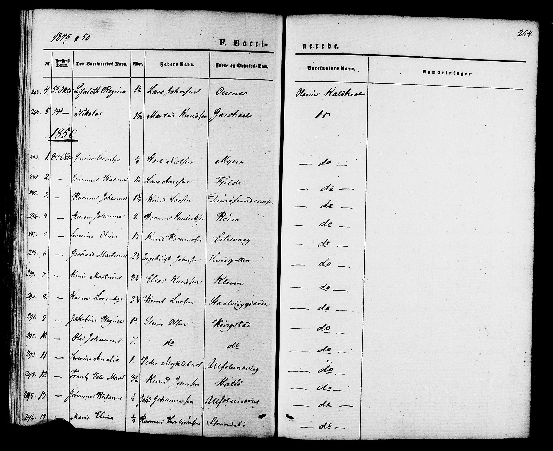Ministerialprotokoller, klokkerbøker og fødselsregistre - Møre og Romsdal, AV/SAT-A-1454/509/L0105: Ministerialbok nr. 509A03, 1848-1882, s. 264