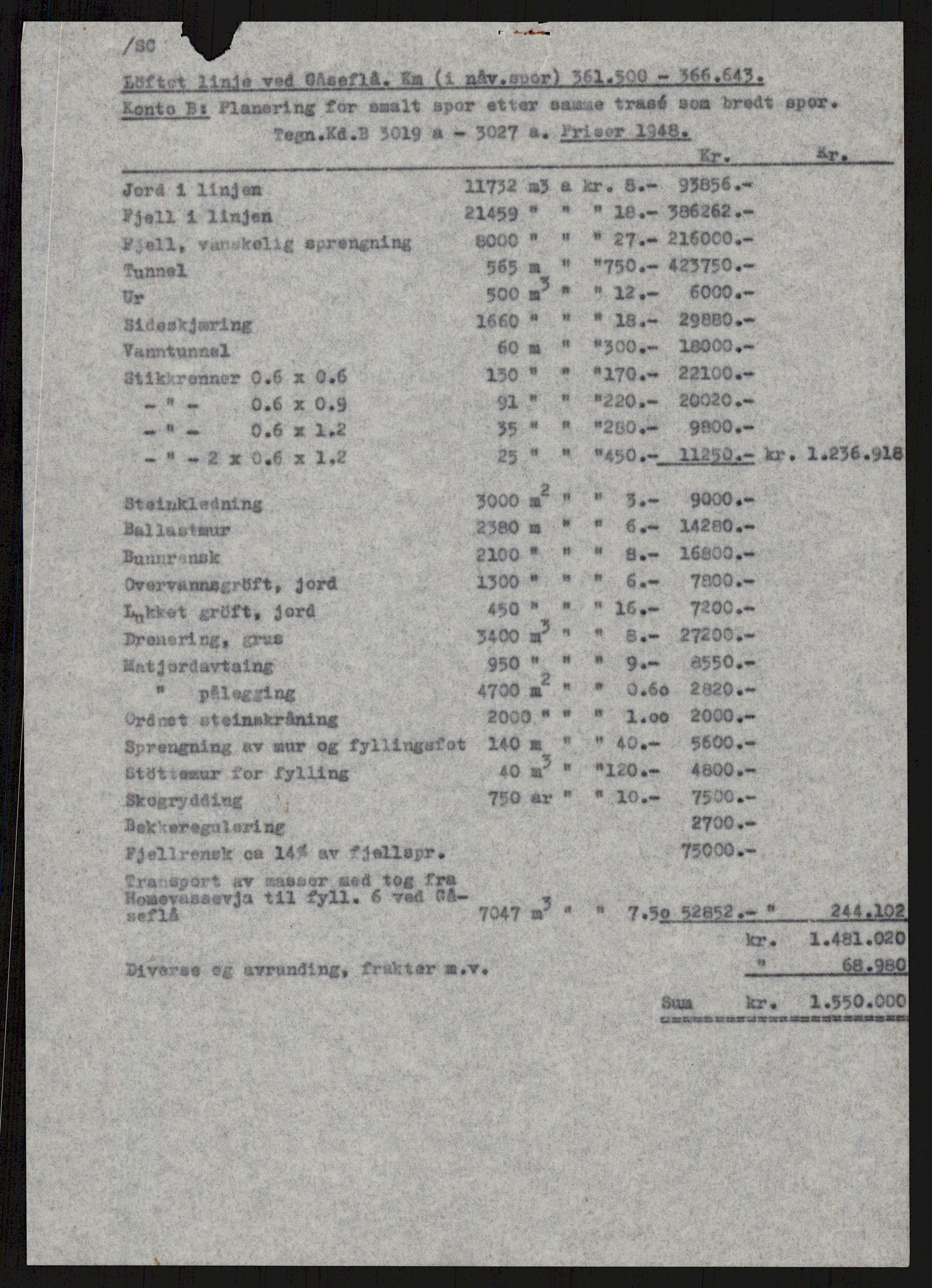 Norges Statsbaner, Baneavdelingen B, AV/RA-S-1619/1/F/Fa/L0216: SETESDALSBANENS OMBYGGING. GÅSEFLÅOMLEGGINGEN., 1949, s. 10