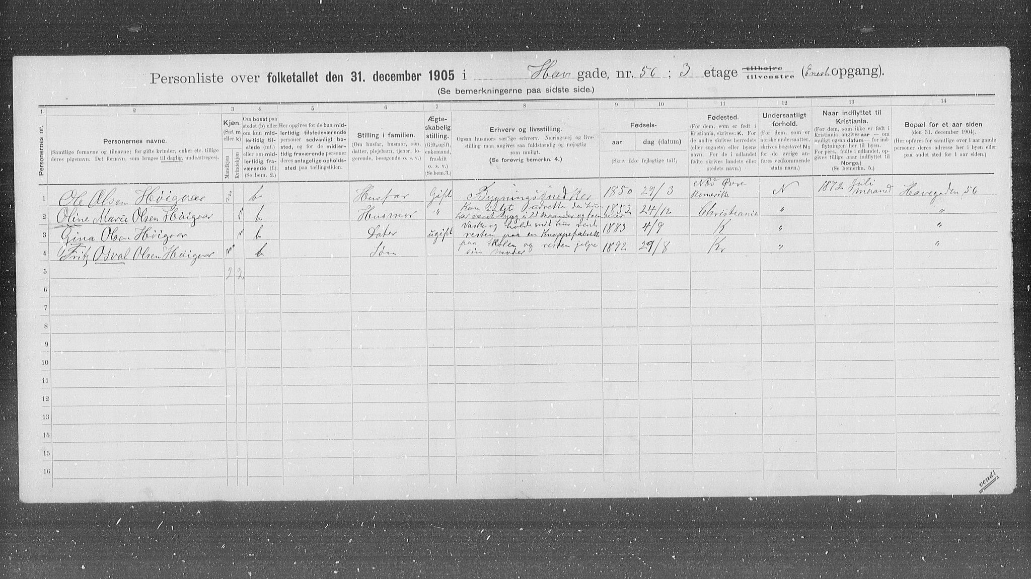 OBA, Kommunal folketelling 31.12.1905 for Kristiania kjøpstad, 1905, s. 18835