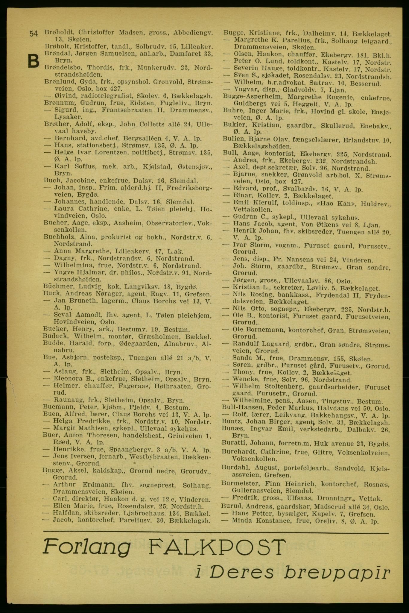 Aker adressebok/adressekalender, PUBL/001/A/004: Aker adressebok, 1929, s. 54