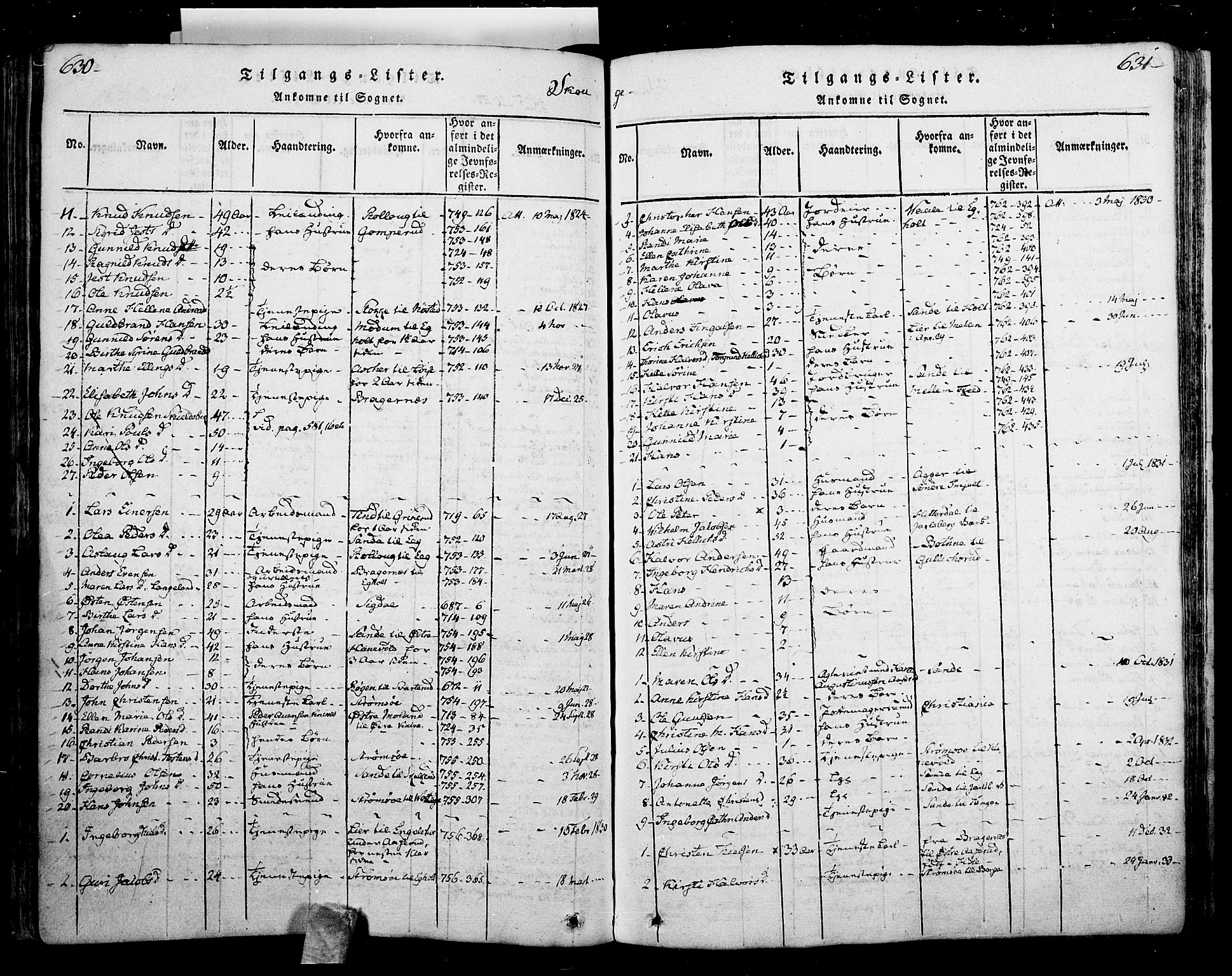 Skoger kirkebøker, SAKO/A-59/F/Fa/L0002: Ministerialbok nr. I 2 /1, 1814-1842, s. 630-631