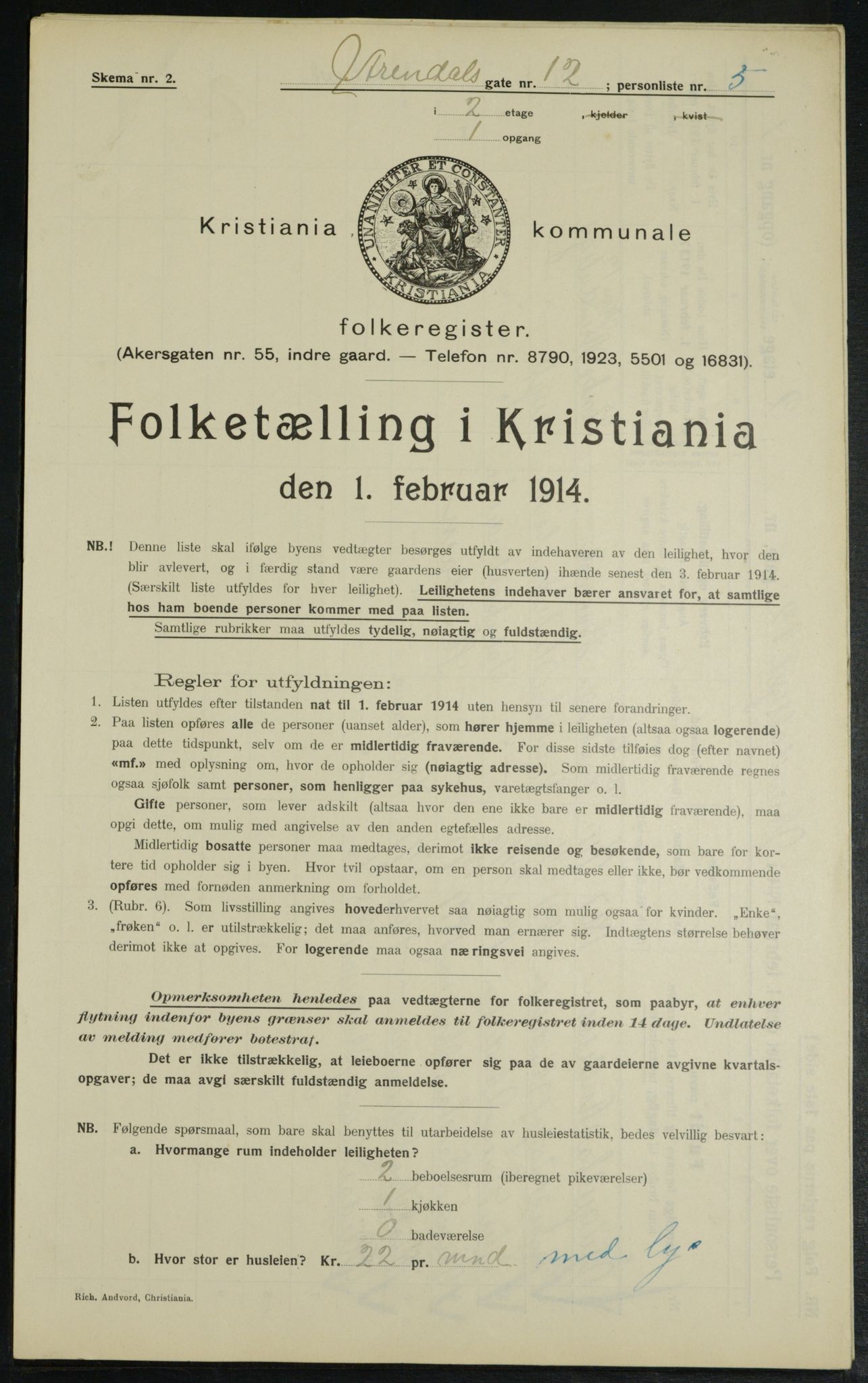 OBA, Kommunal folketelling 1.2.1914 for Kristiania, 1914, s. 2018