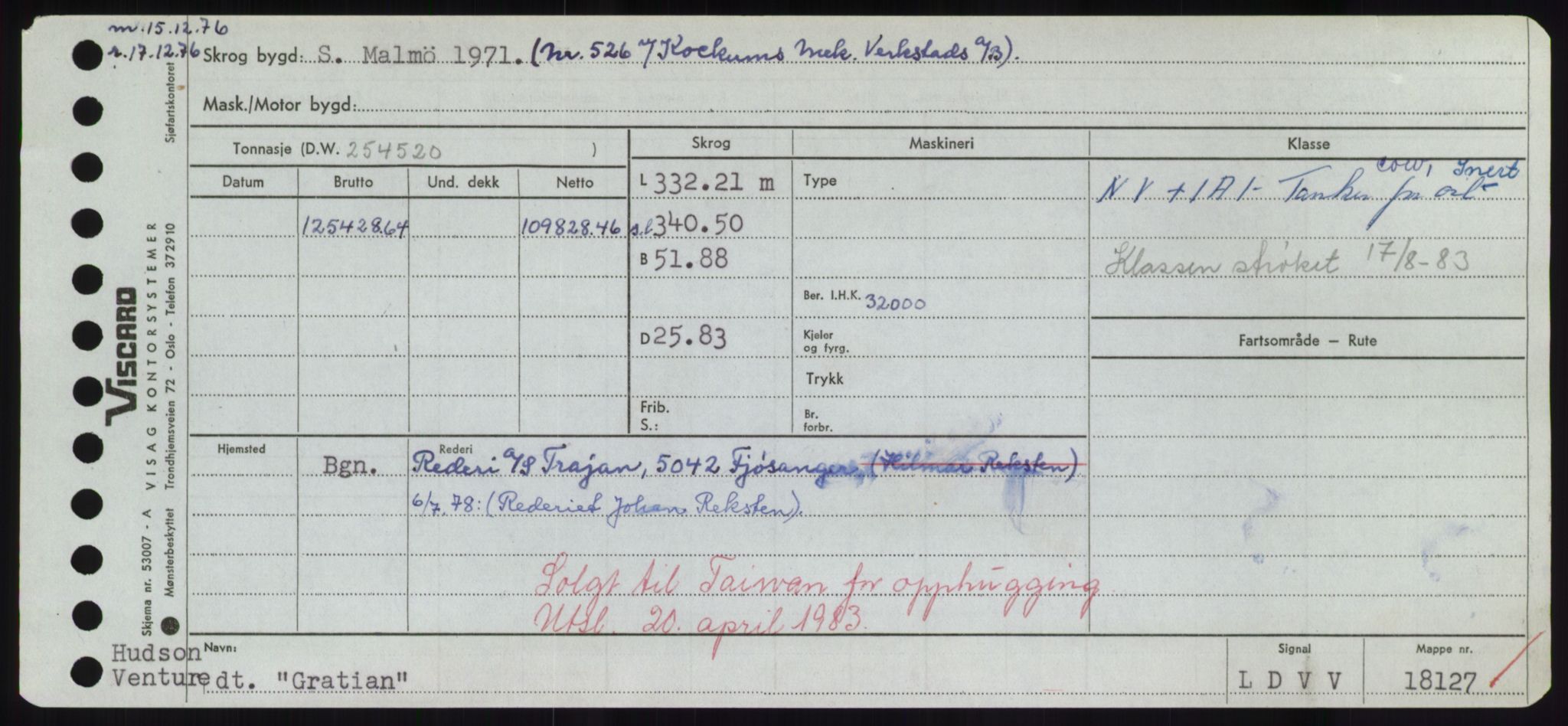 Sjøfartsdirektoratet med forløpere, Skipsmålingen, RA/S-1627/H/Hd/L0013: Fartøy, Gne-Gås, s. 173