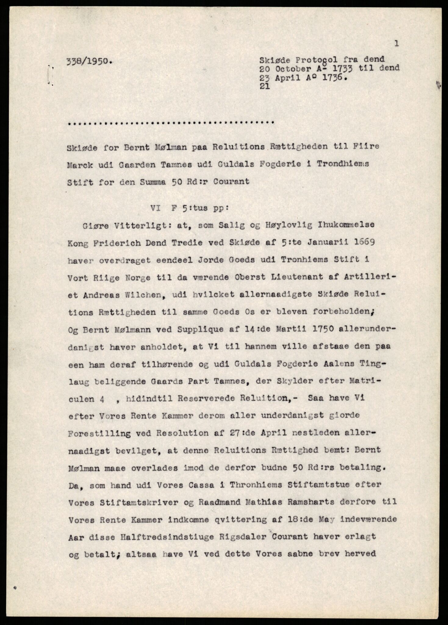Riksarkivet, AV/RA-S-1577/H/Ha/L0003: Rentekammeret, Kammerkanselliet: Kongeskjøter nr. 21-36; Rentekammeret: Journalsaker, kopibøker og kgl. resolusjoner; Rentekammeret, Realistisk ordnet avdeling: Allmenninger, pk. 1-9, s. 2