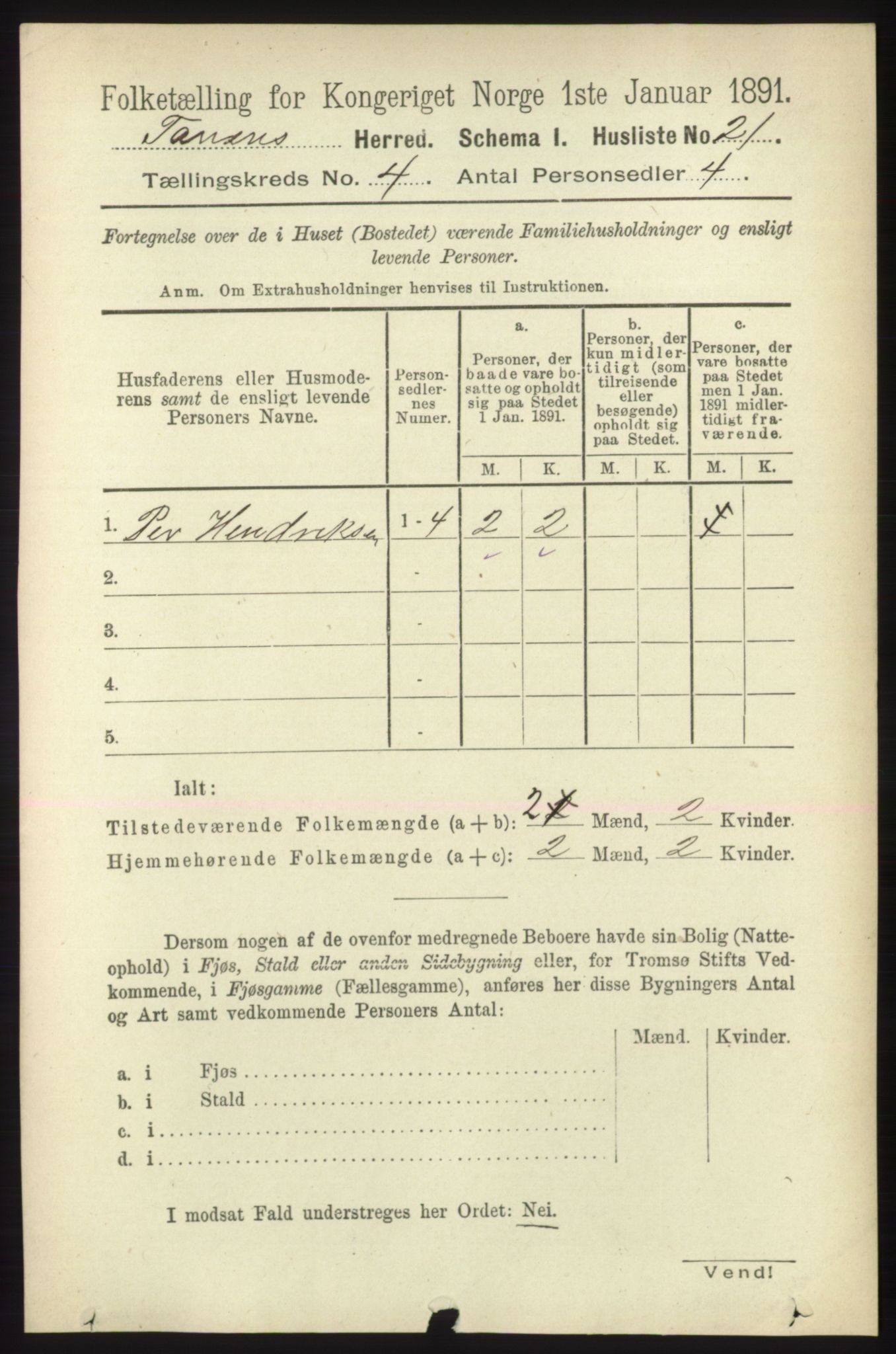 RA, Folketelling 1891 for 2025 Tana herred, 1891, s. 1736