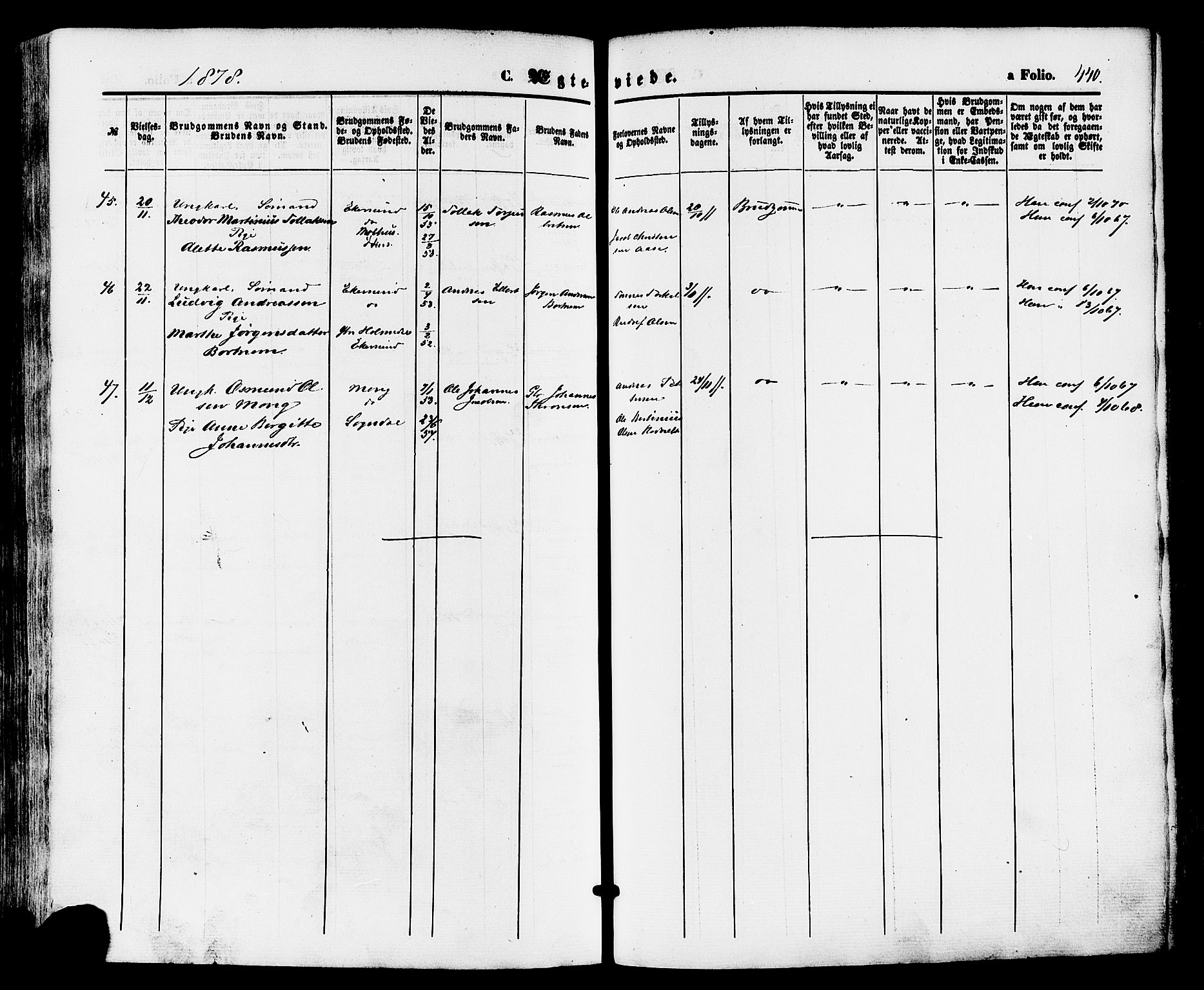 Eigersund sokneprestkontor, AV/SAST-A-101807/S08/L0014: Ministerialbok nr. A 13, 1866-1878, s. 440