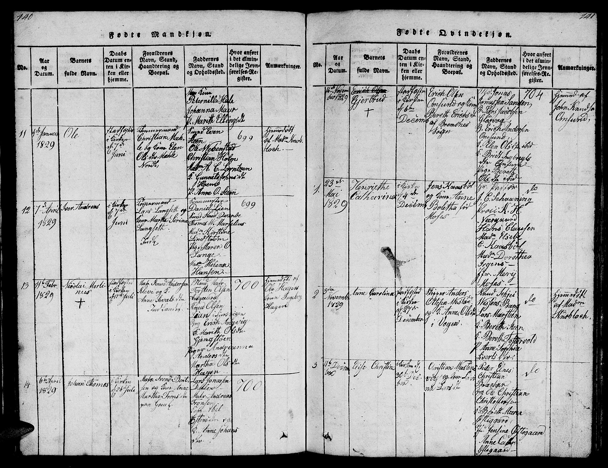 Ministerialprotokoller, klokkerbøker og fødselsregistre - Møre og Romsdal, SAT/A-1454/572/L0856: Klokkerbok nr. 572C01, 1819-1832, s. 140-141