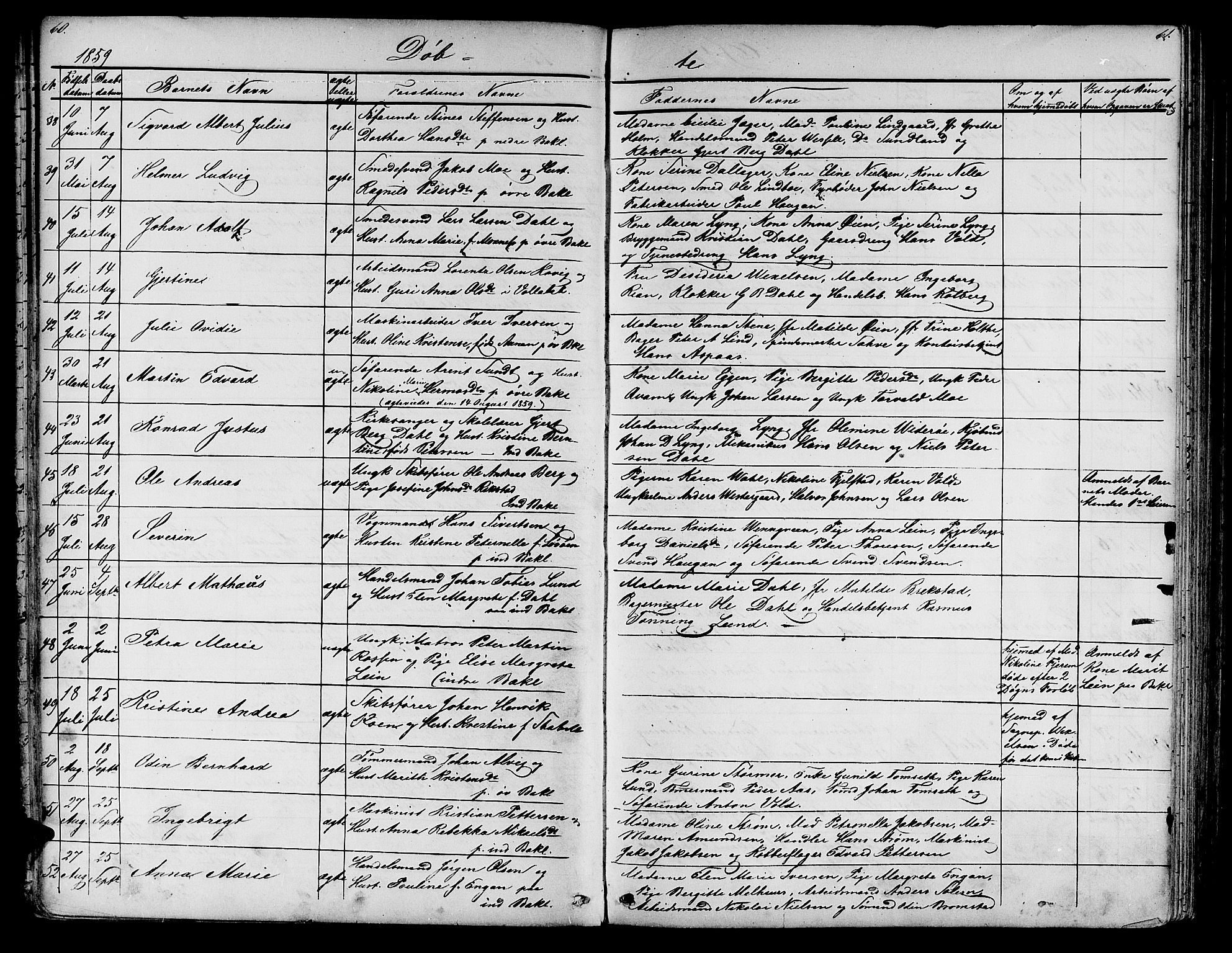 Ministerialprotokoller, klokkerbøker og fødselsregistre - Sør-Trøndelag, SAT/A-1456/604/L0219: Klokkerbok nr. 604C02, 1851-1869, s. 60-61