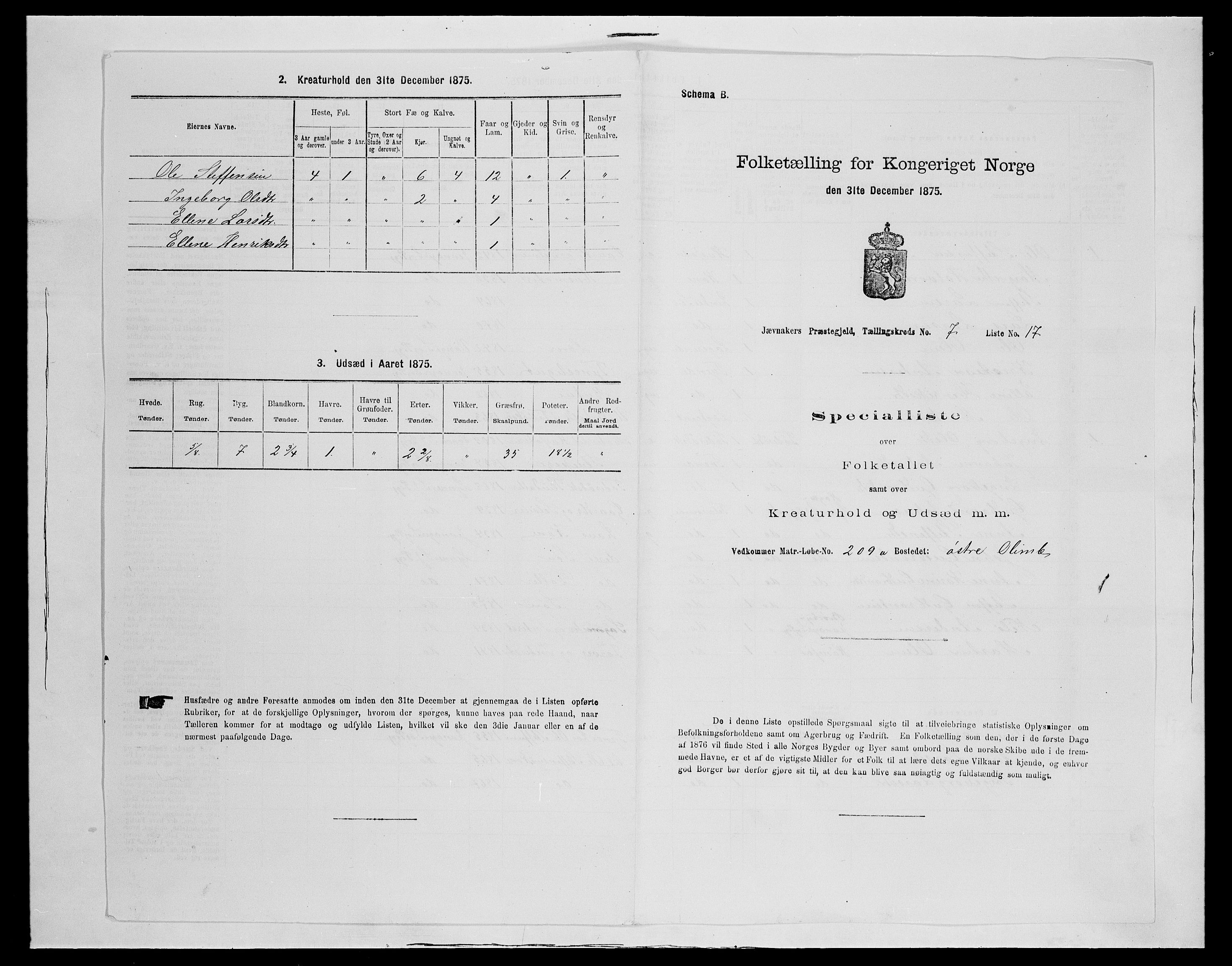 SAH, Folketelling 1875 for 0532P Jevnaker prestegjeld, 1875, s. 1189