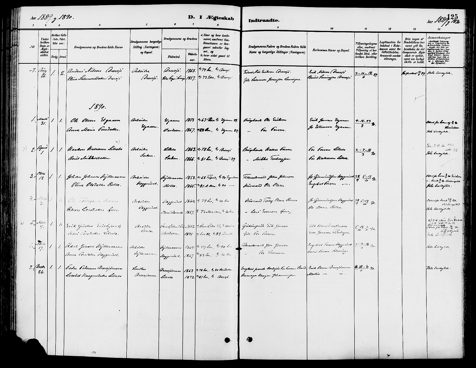 Engerdal prestekontor, SAH/PREST-048/H/Ha/Haa/L0001: Ministerialbok nr. 1, 1881-1898, s. 125