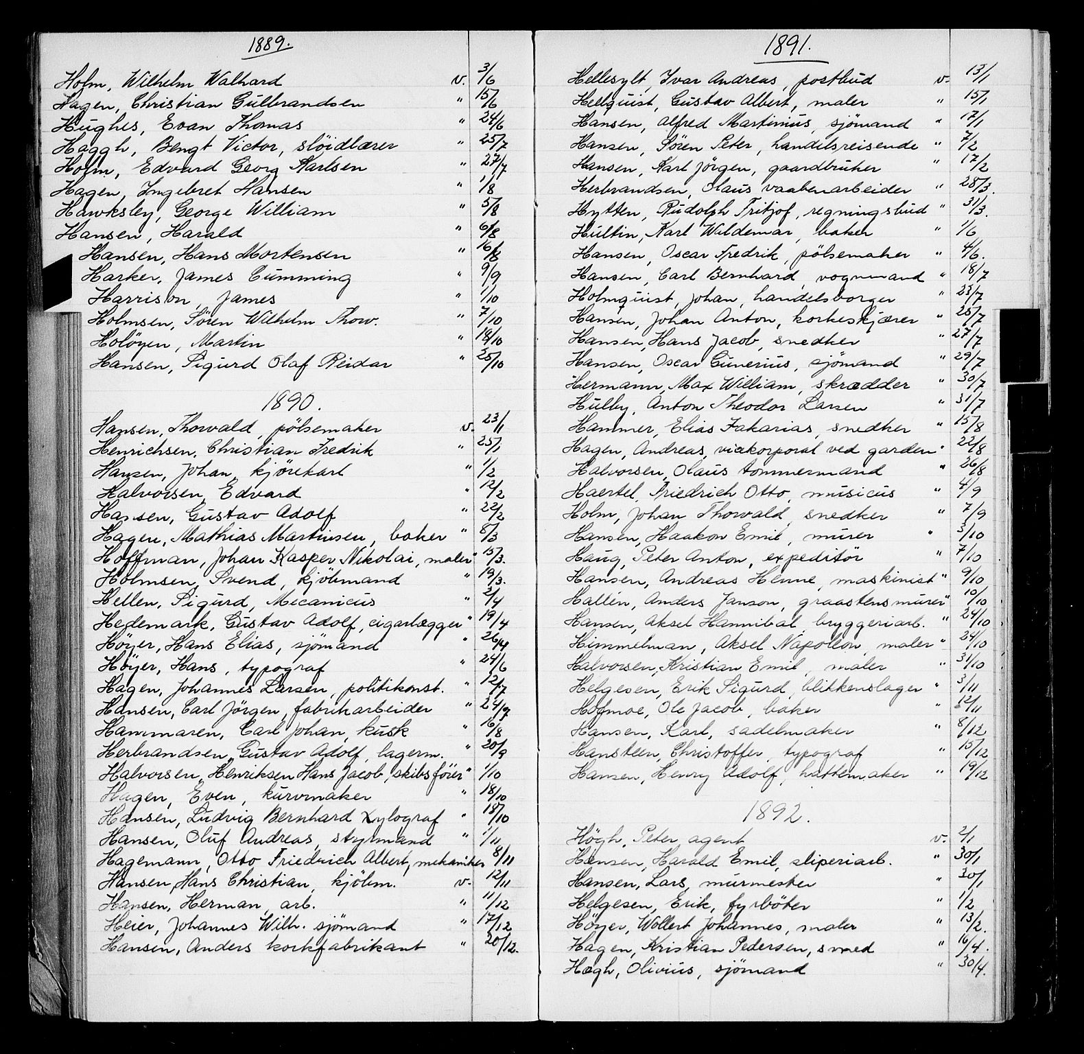 Oslo byfogd avd. I, AV/SAO-A-10220/L/La/L0001: Register - Vigsler og testamenter, 1886-1910, s. 40