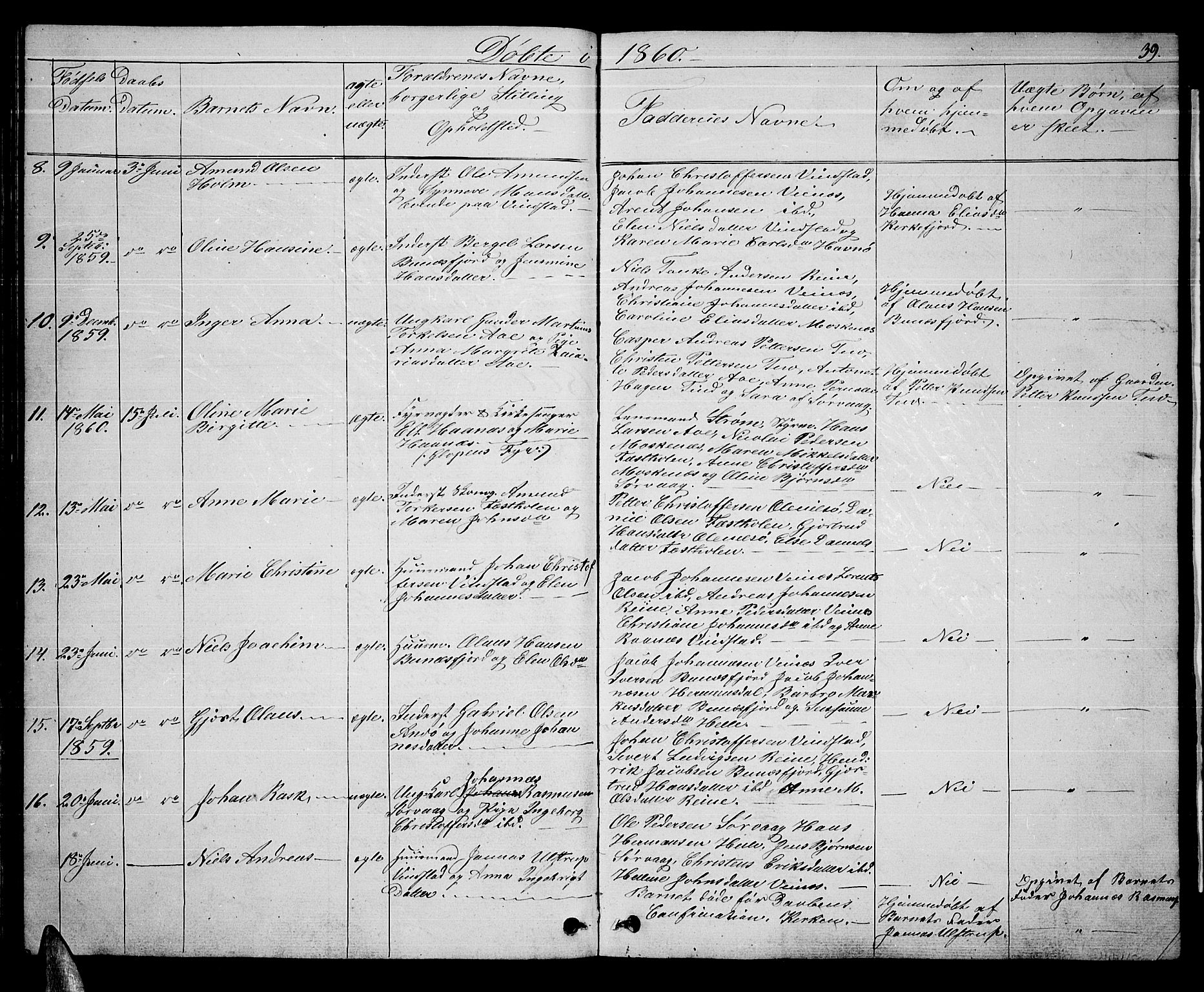 Ministerialprotokoller, klokkerbøker og fødselsregistre - Nordland, AV/SAT-A-1459/886/L1224: Klokkerbok nr. 886C01, 1843-1873, s. 39