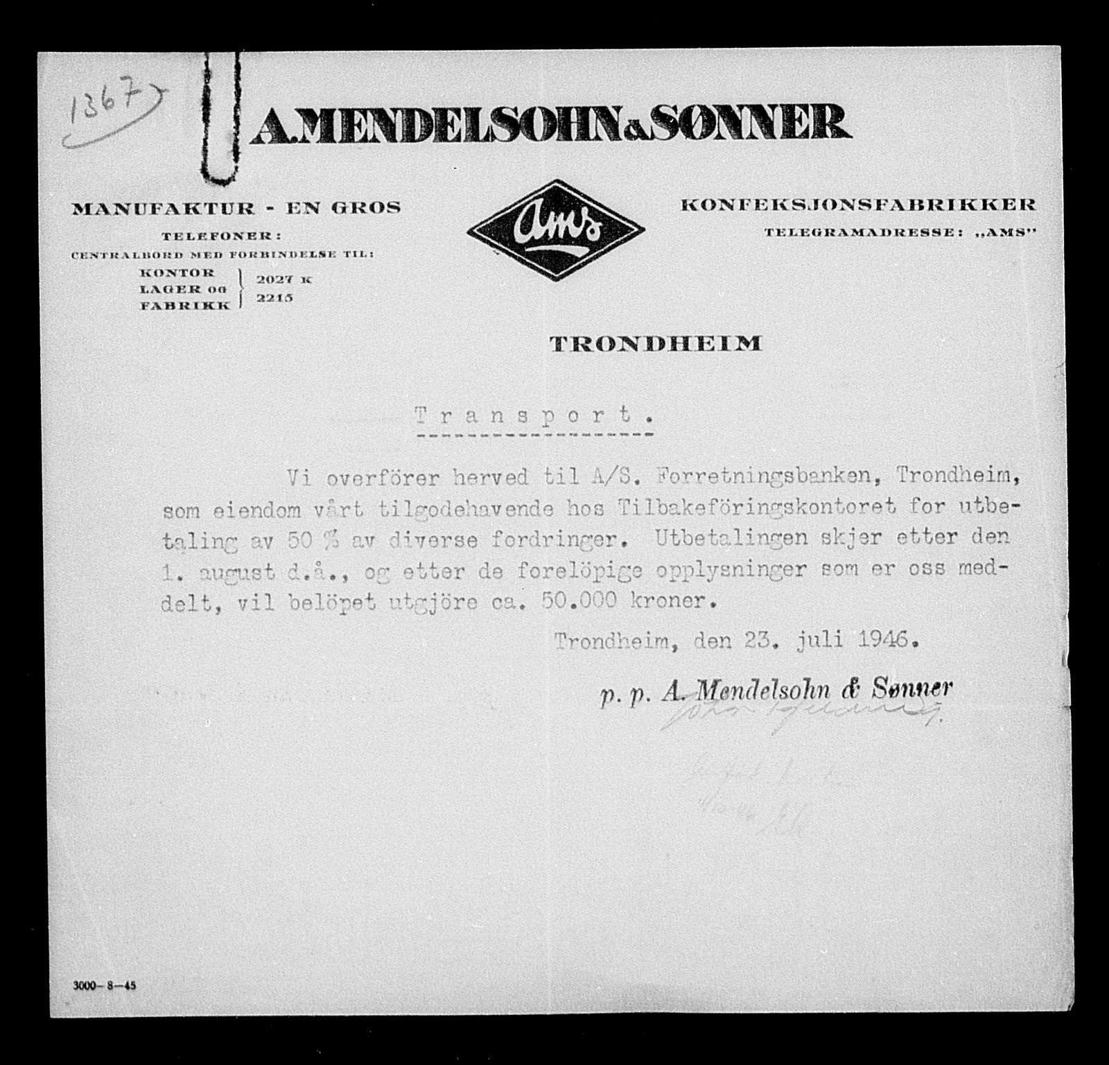 Justisdepartementet, Tilbakeføringskontoret for inndratte formuer, AV/RA-S-1564/H/Hc/Hca/L0904: --, 1945-1947, s. 14