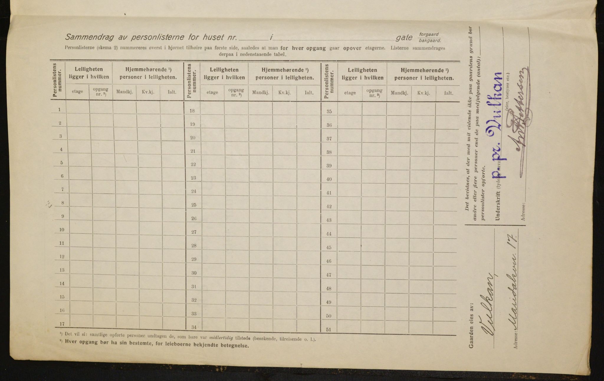 OBA, Kommunal folketelling 1.2.1916 for Kristiania, 1916, s. 70736