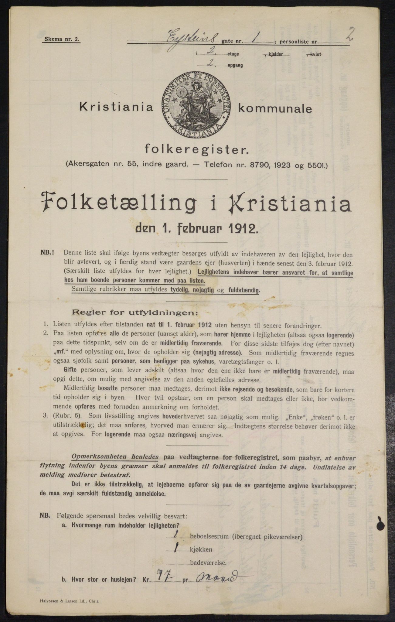 OBA, Kommunal folketelling 1.2.1912 for Kristiania, 1912, s. 130298