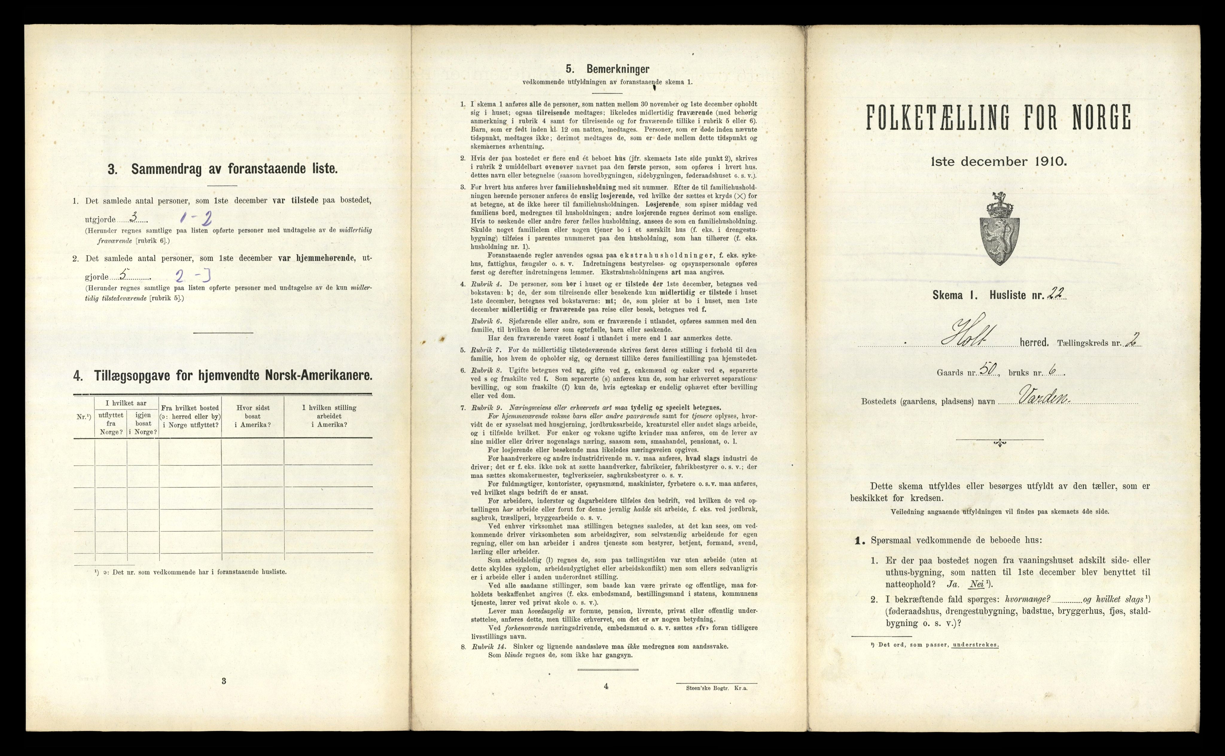 RA, Folketelling 1910 for 0914 Holt herred, 1910, s. 226