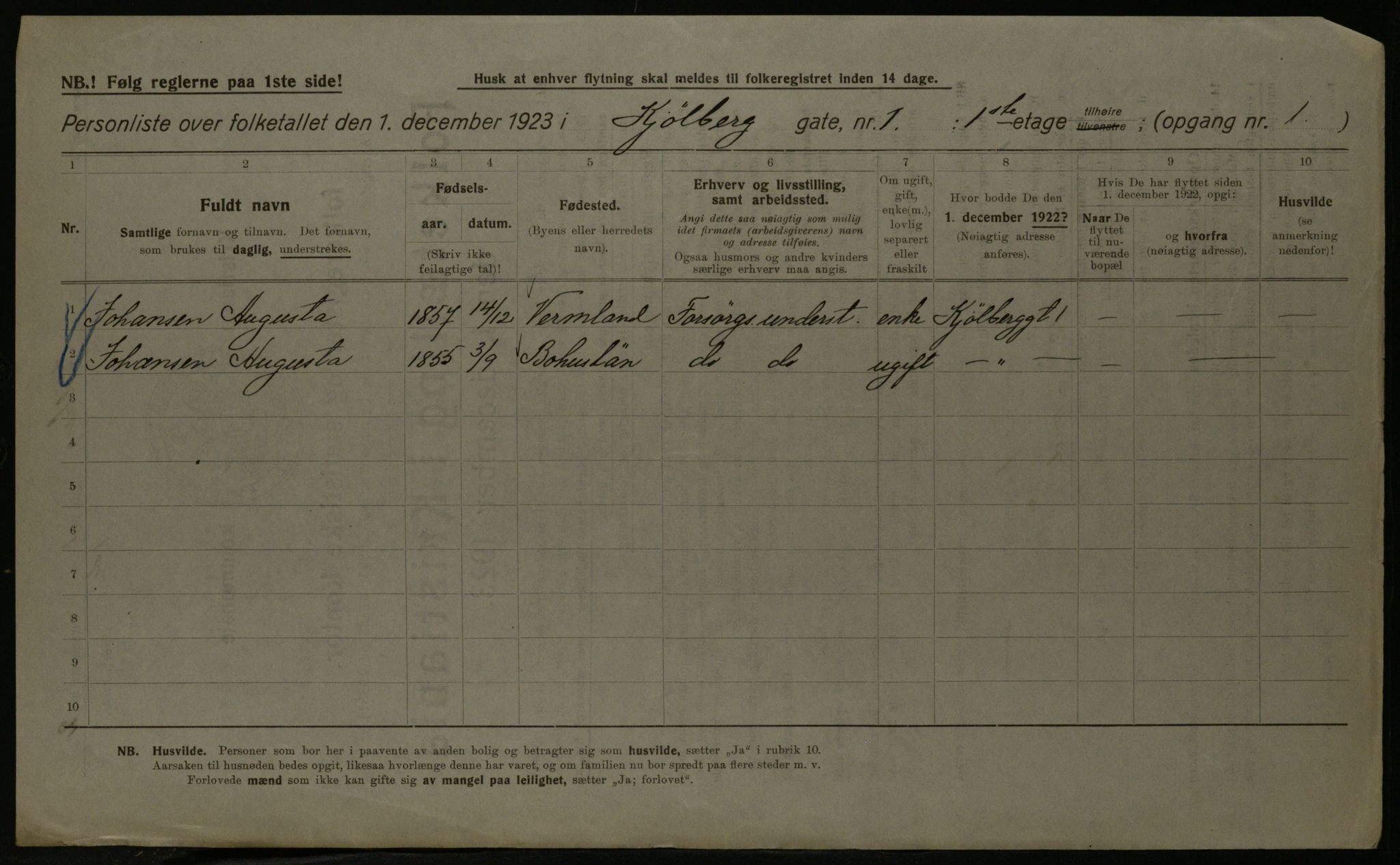 OBA, Kommunal folketelling 1.12.1923 for Kristiania, 1923, s. 57859