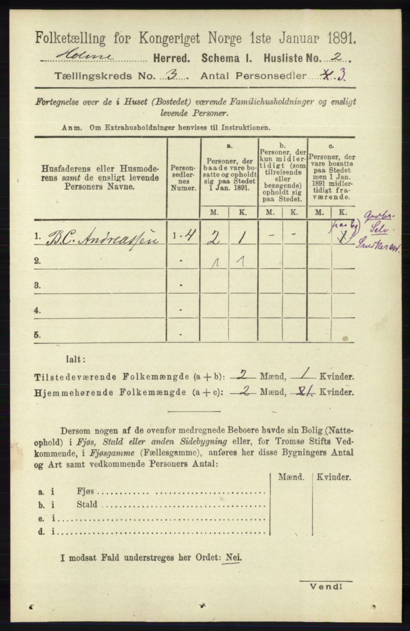 RA, Folketelling 1891 for 1020 Holum herred, 1891, s. 779