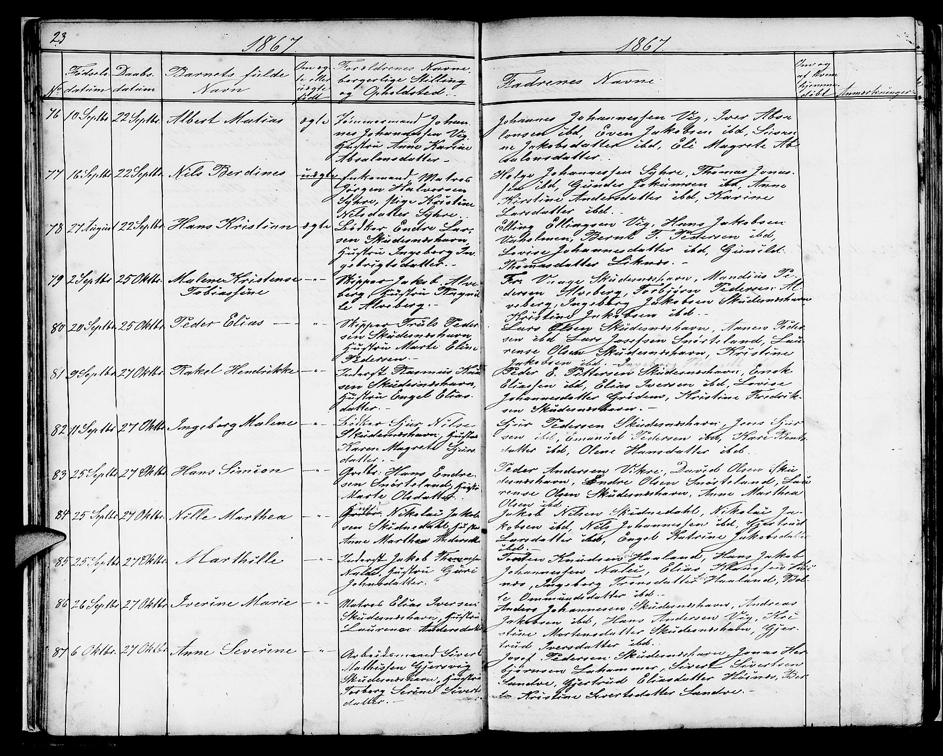 Skudenes sokneprestkontor, AV/SAST-A -101849/H/Ha/Hab/L0004: Klokkerbok nr. B 4, 1865-1884, s. 23