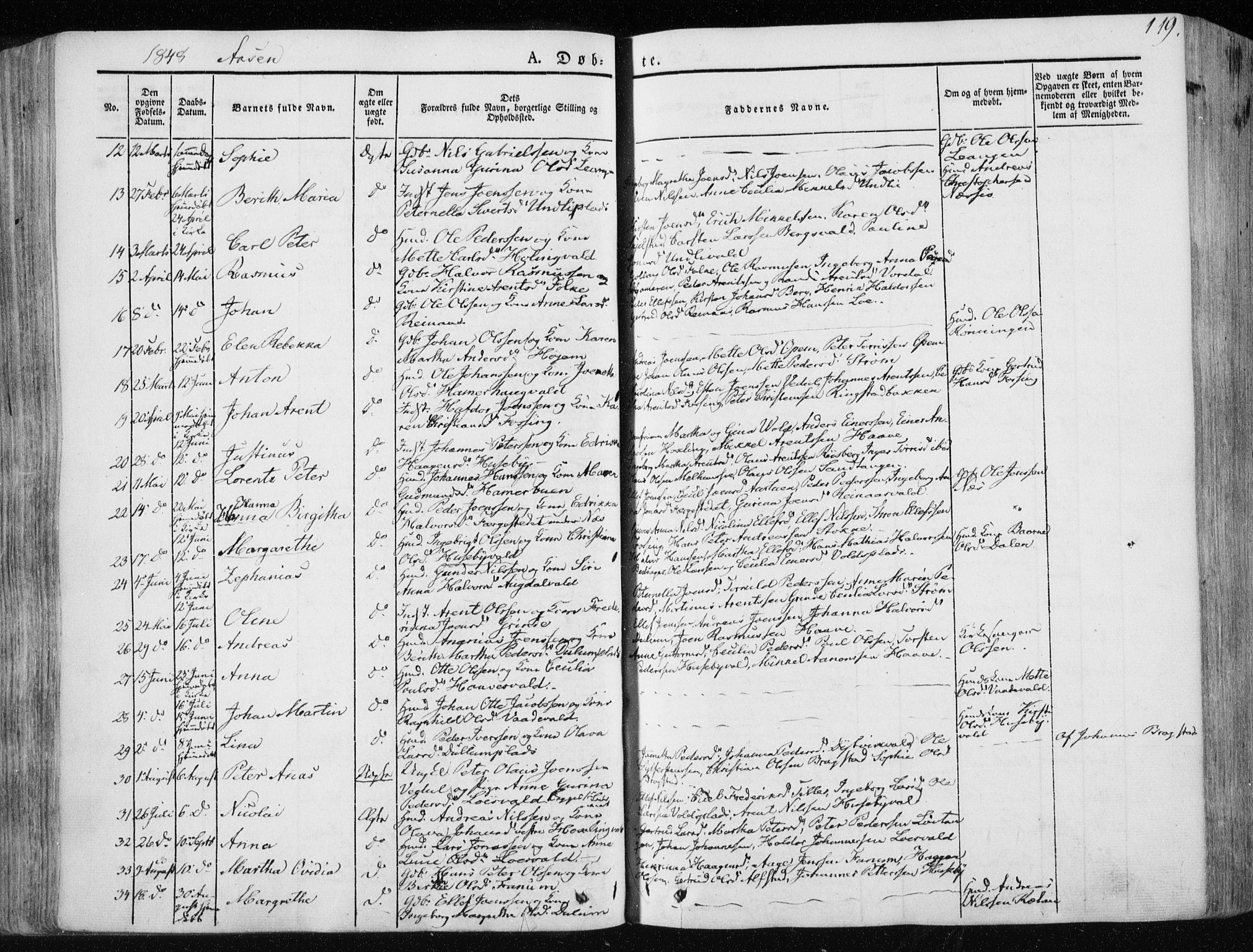 Ministerialprotokoller, klokkerbøker og fødselsregistre - Nord-Trøndelag, AV/SAT-A-1458/713/L0115: Ministerialbok nr. 713A06, 1838-1851, s. 119