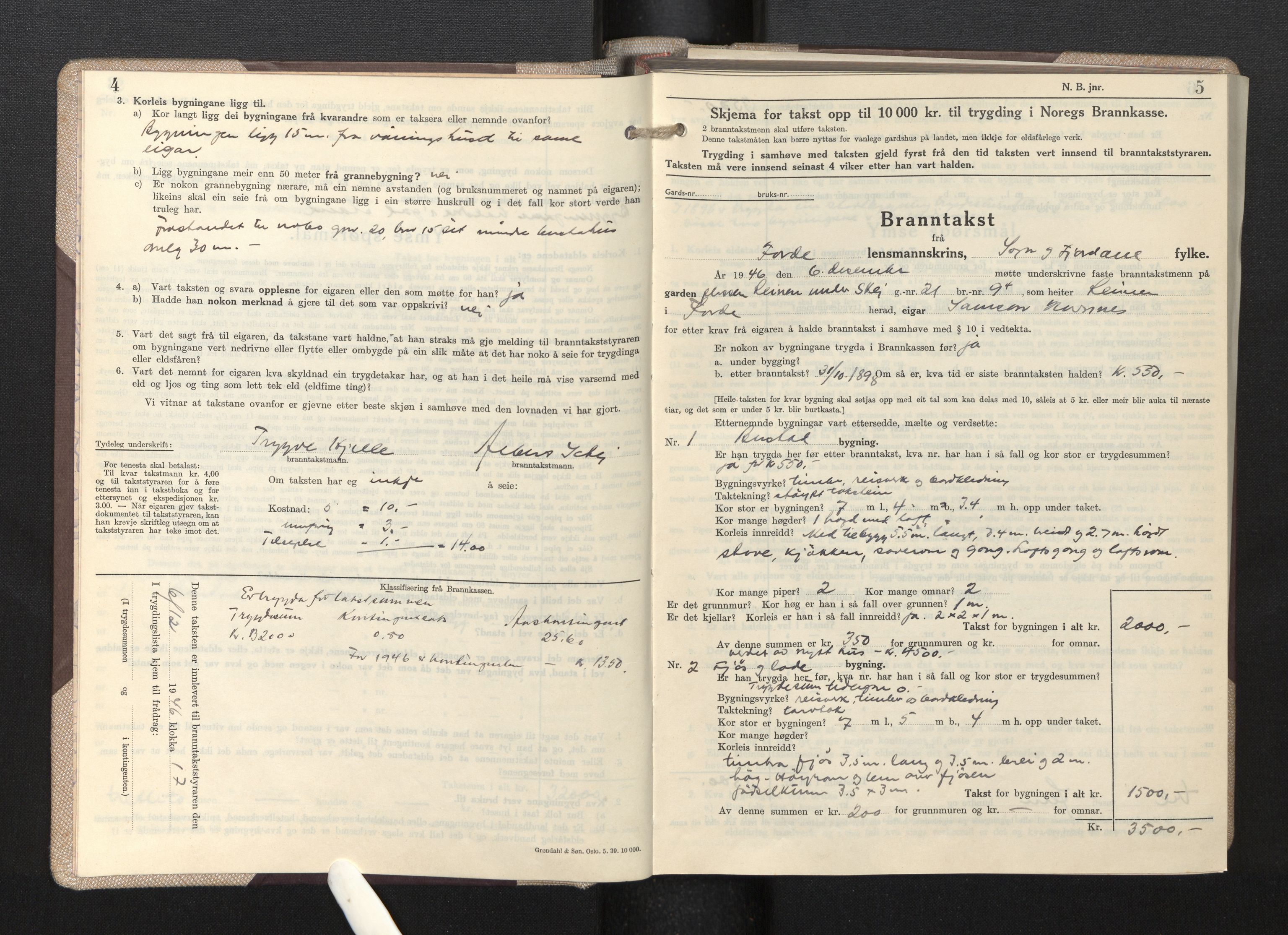 Lensmannen i Førde, SAB/A-27401/0012/L0010: Branntakstprotokoll, skjematakst, 1946-1947, s. 4-5