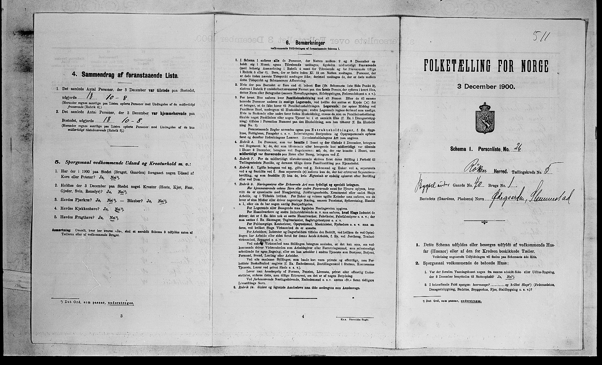 RA, Folketelling 1900 for 0627 Røyken herred, 1900, s. 724