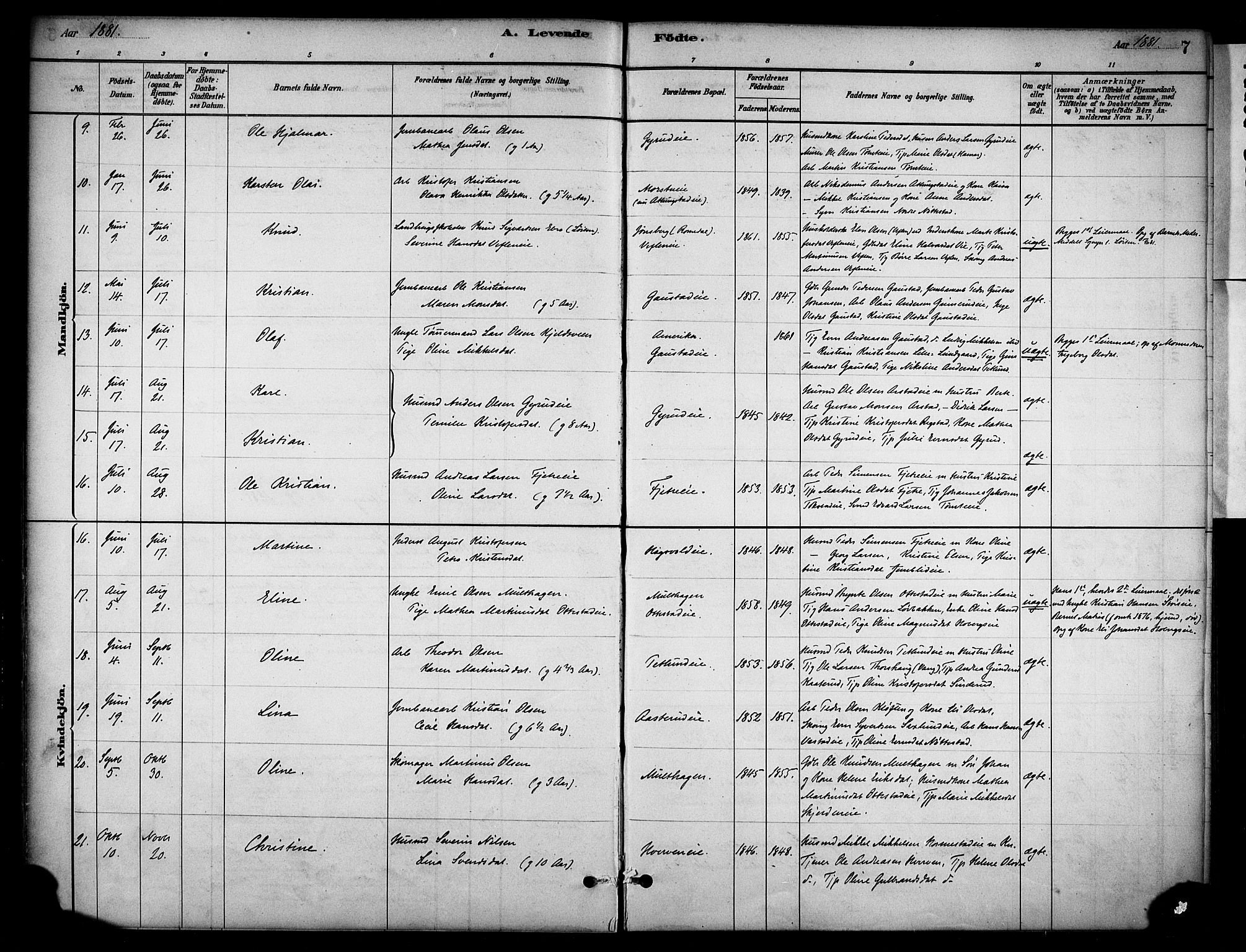 Stange prestekontor, SAH/PREST-002/K/L0019: Ministerialbok nr. 19, 1880-1891, s. 7