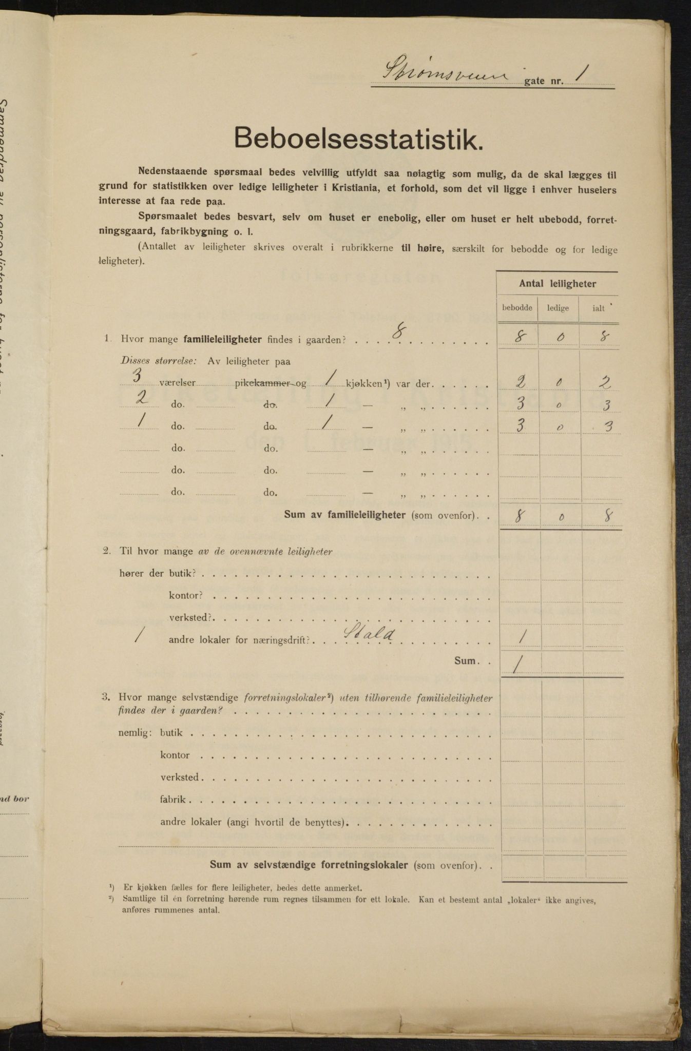 OBA, Kommunal folketelling 1.2.1915 for Kristiania, 1915, s. 104117