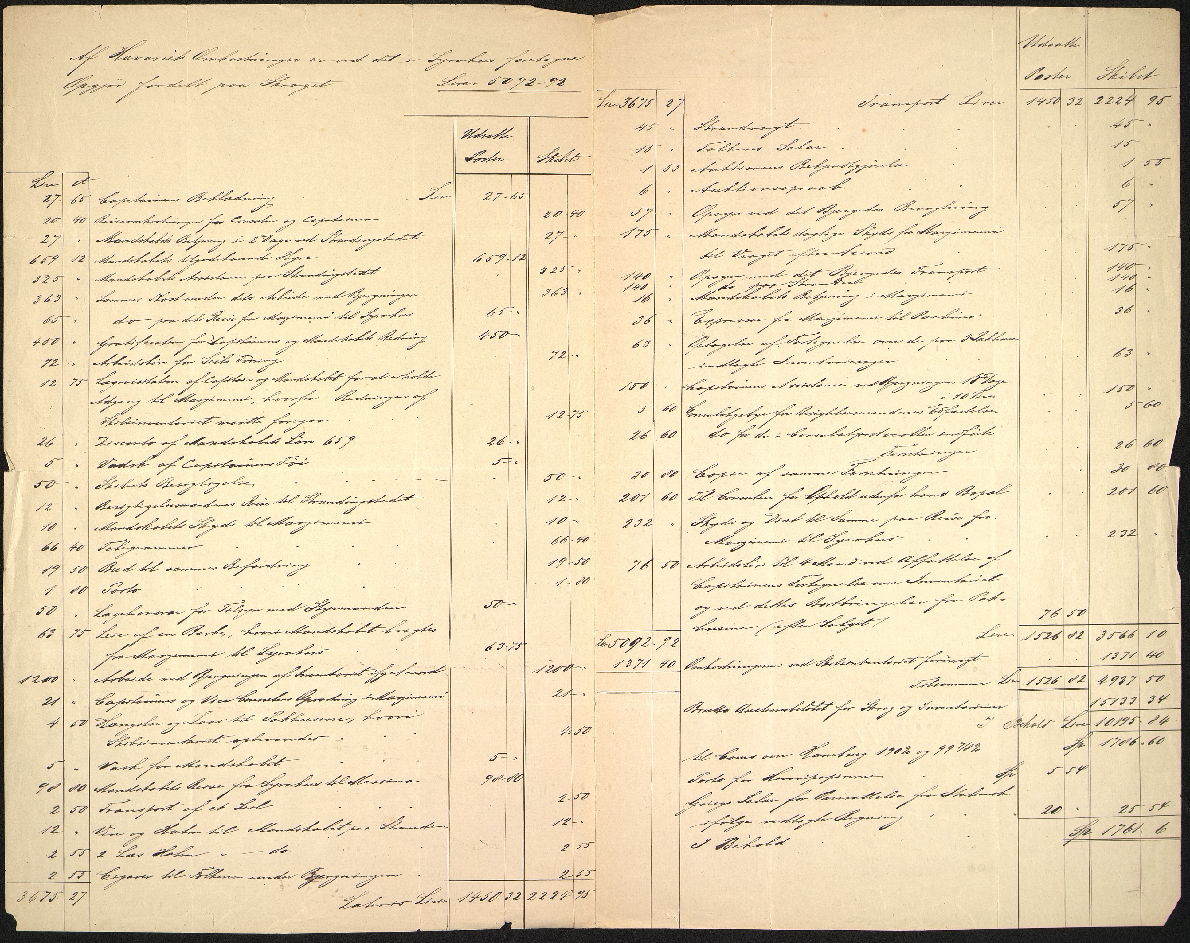 Pa 63 - Østlandske skibsassuranceforening, VEMU/A-1079/G/Ga/L0002/0012: Havaridokumenter / Einar, 1869