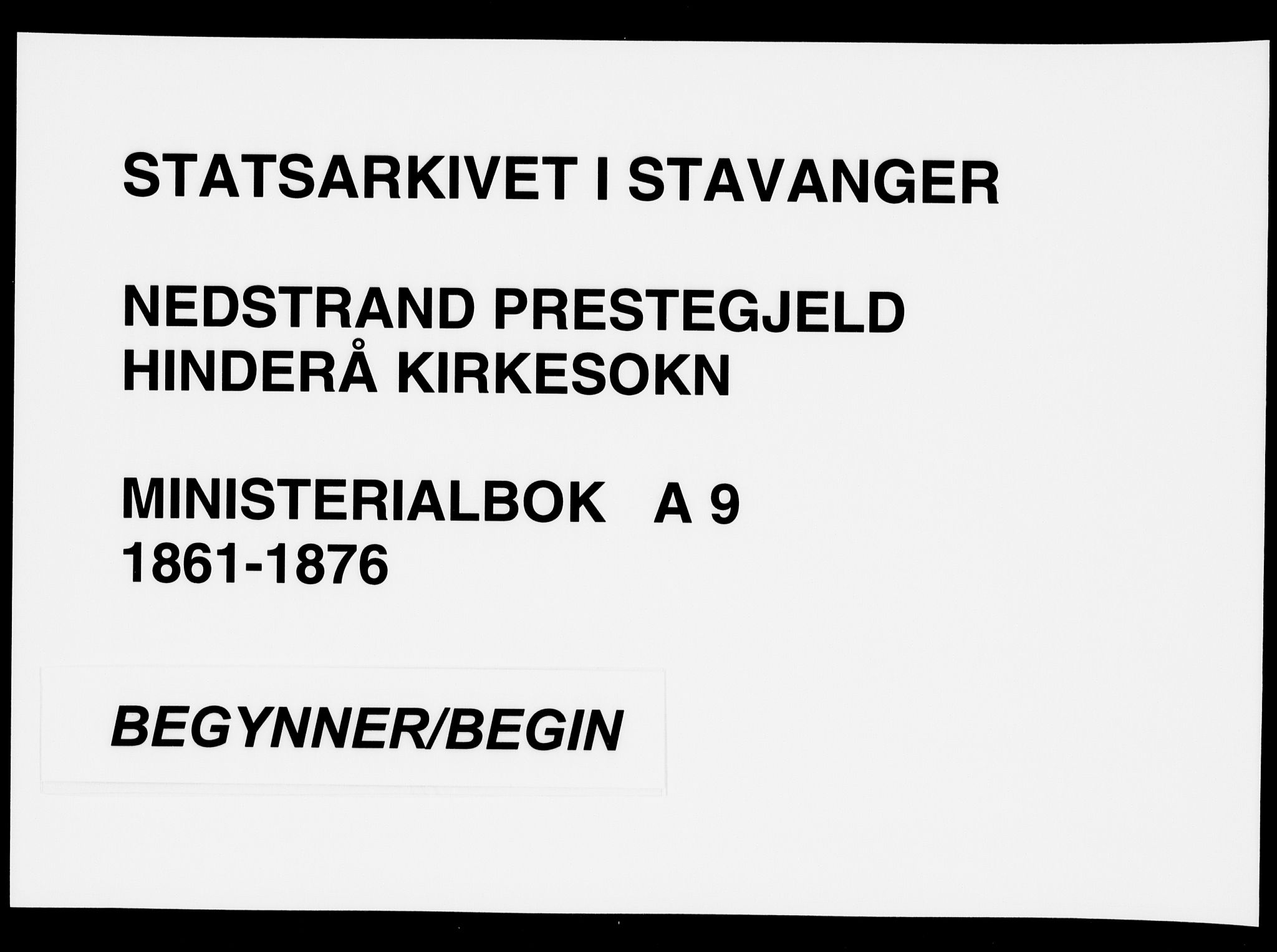 Nedstrand sokneprestkontor, SAST/A-101841/01/IV: Ministerialbok nr. A 9, 1861-1876