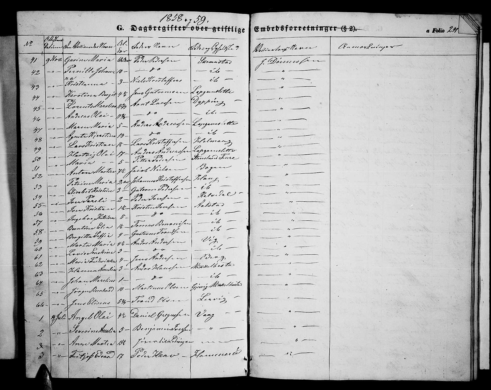Ministerialprotokoller, klokkerbøker og fødselsregistre - Nordland, AV/SAT-A-1459/855/L0814: Klokkerbok nr. 855C03, 1851-1864, s. 241