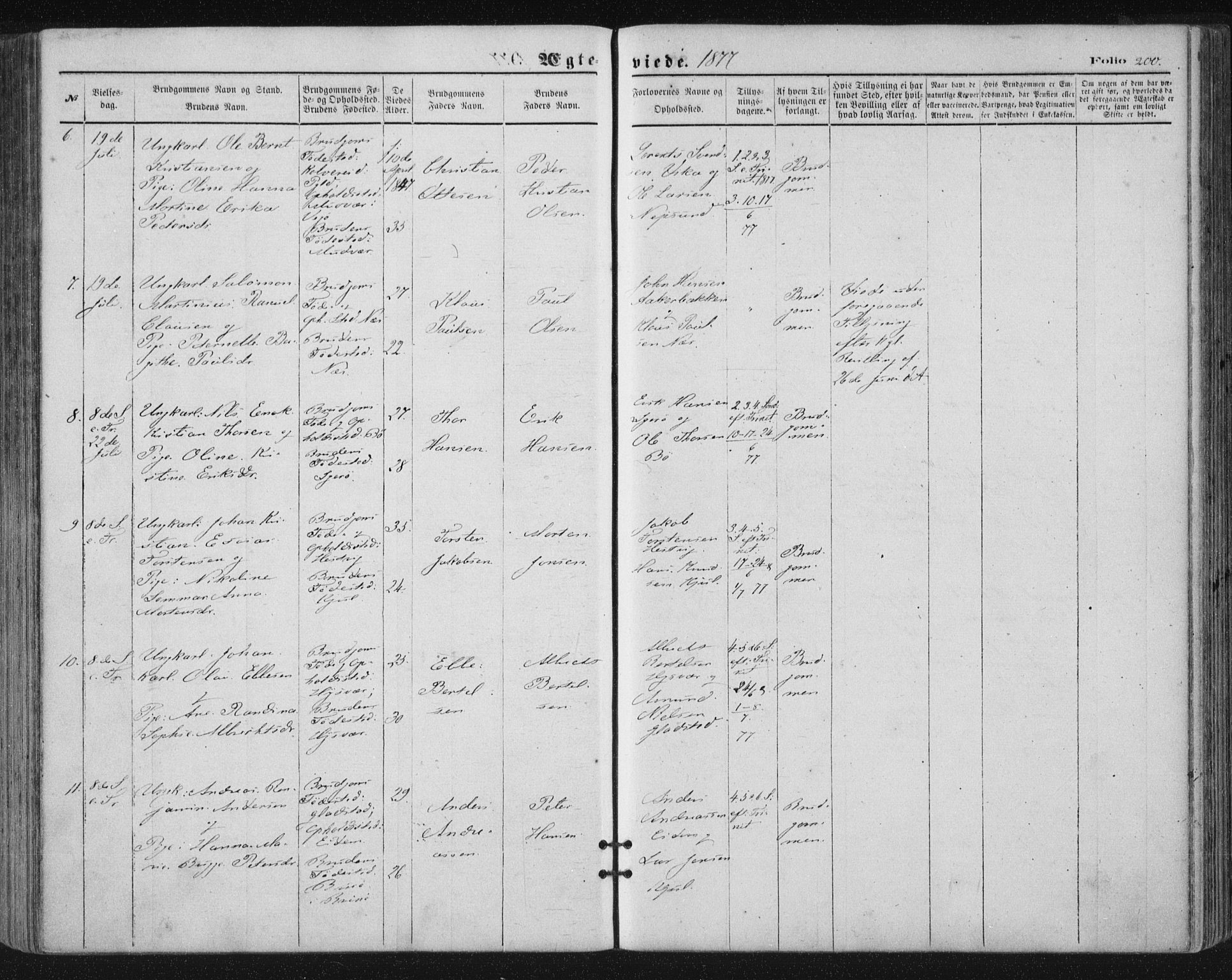 Ministerialprotokoller, klokkerbøker og fødselsregistre - Nordland, AV/SAT-A-1459/816/L0241: Ministerialbok nr. 816A07, 1870-1885, s. 200