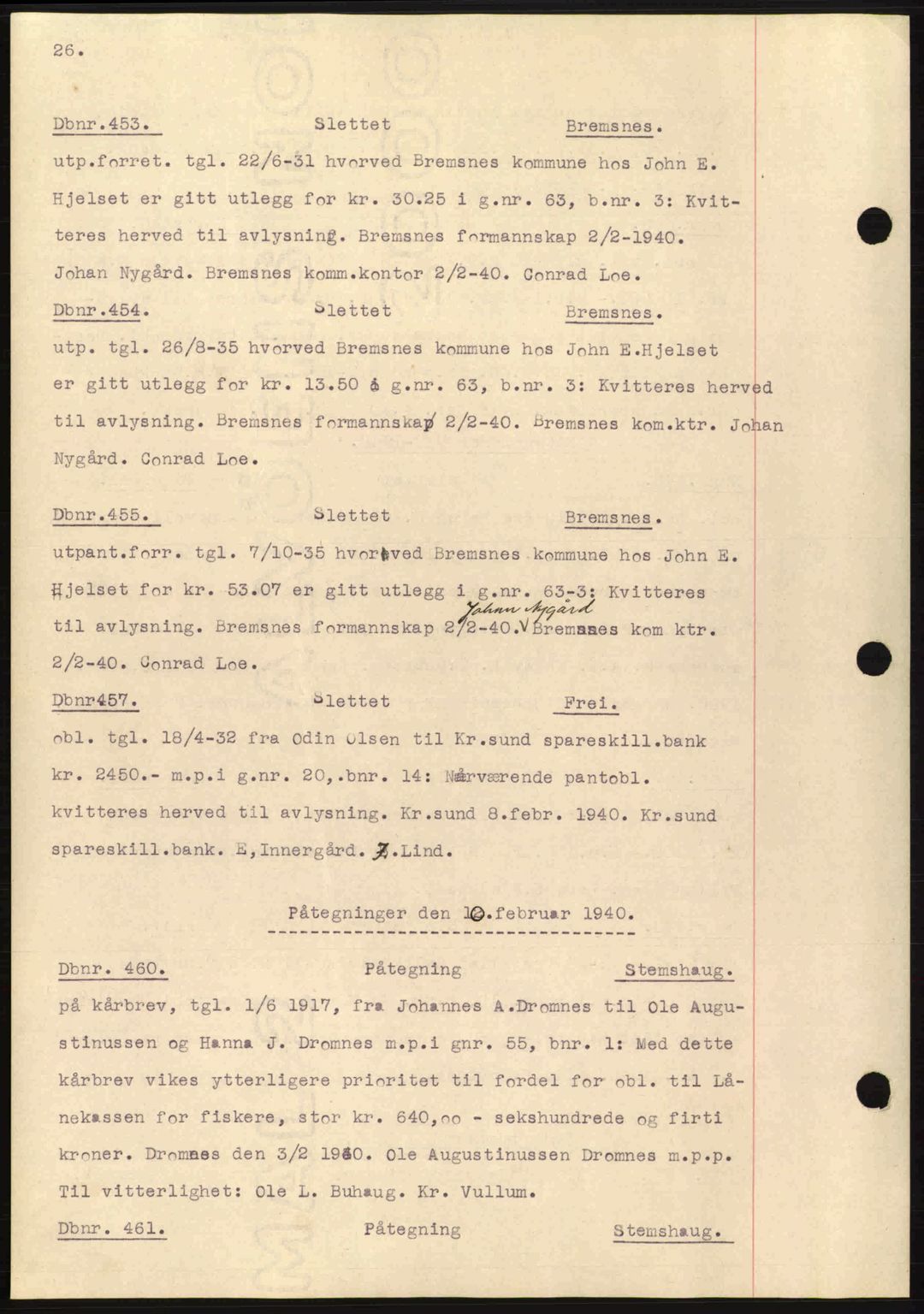 Nordmøre sorenskriveri, AV/SAT-A-4132/1/2/2Ca: Pantebok nr. C81, 1940-1945, Dagboknr: 453/1940