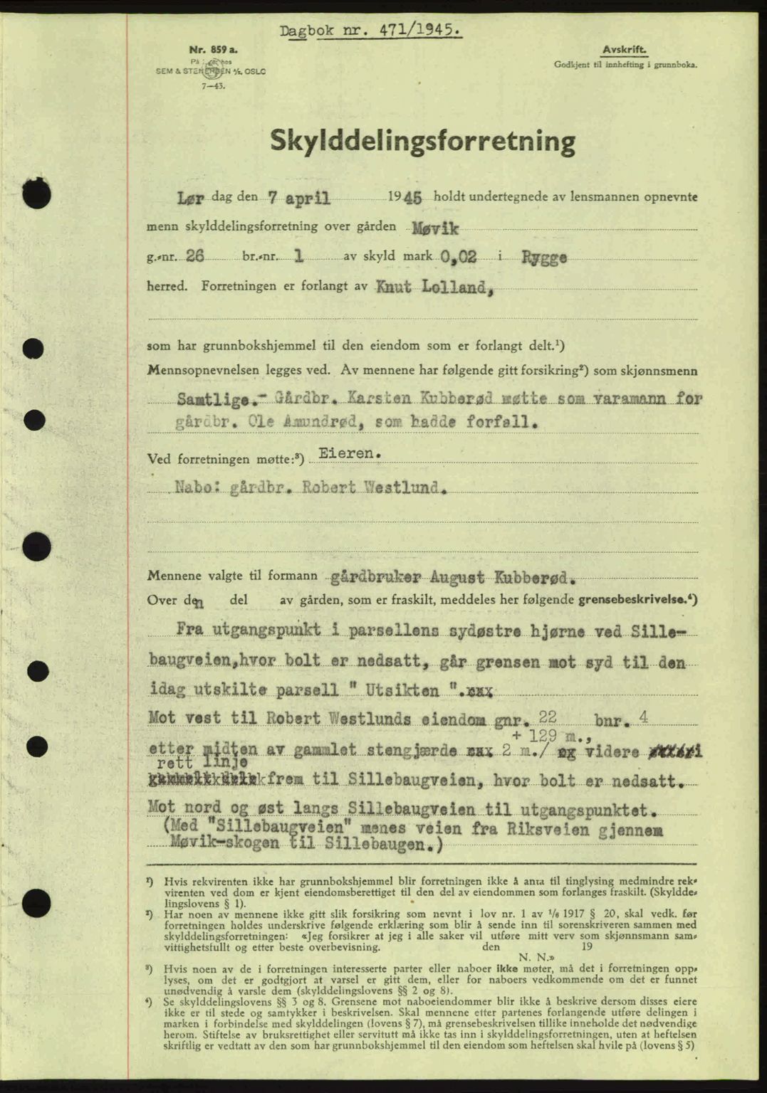 Moss sorenskriveri, SAO/A-10168: Pantebok nr. A13, 1944-1945, Dagboknr: 471/1945